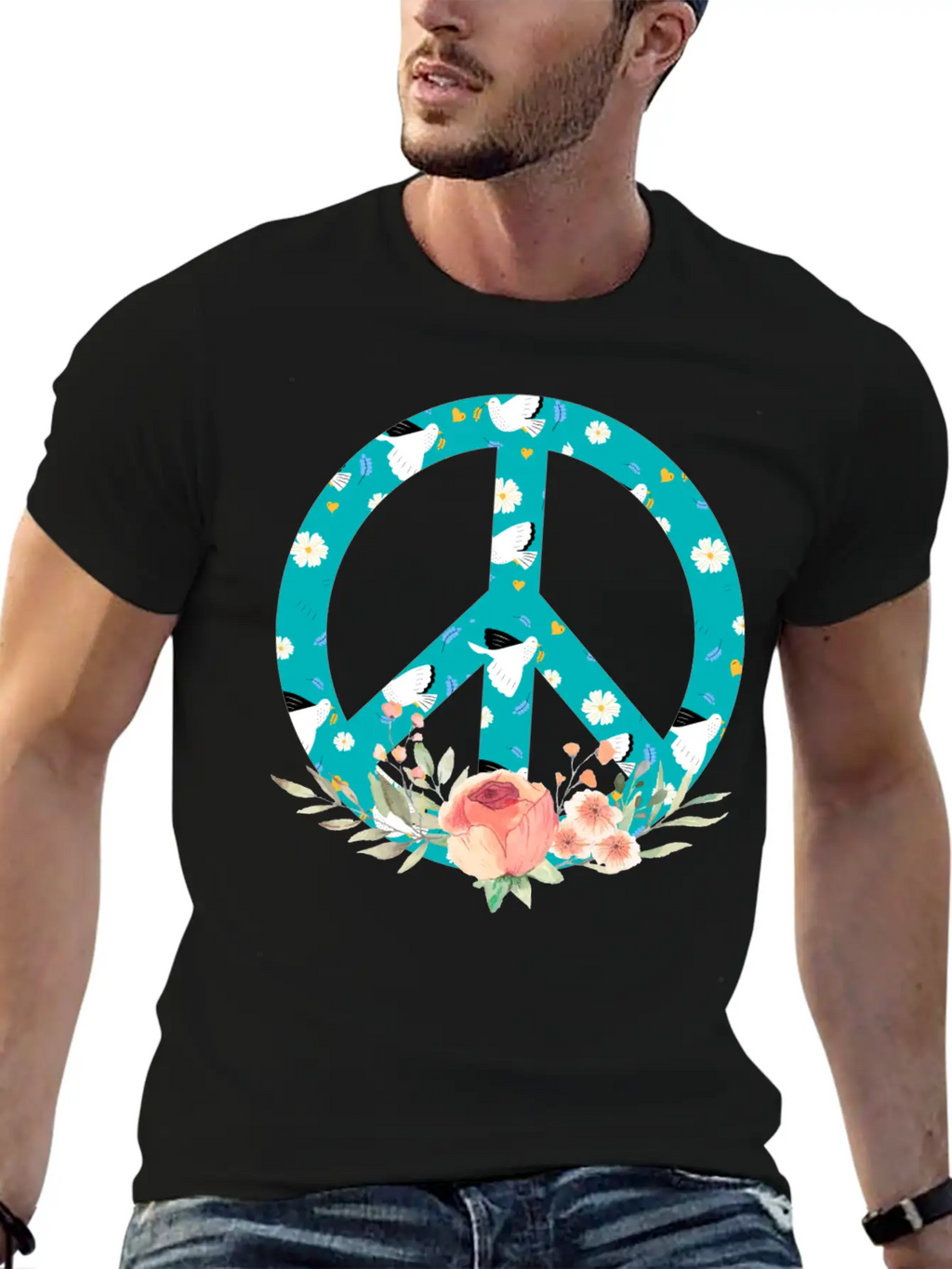 Make Peace Not War - Peace Sign Logo Unisex Short Sleeve Soft Cotton T-Shirt – Casual Everyday Wear