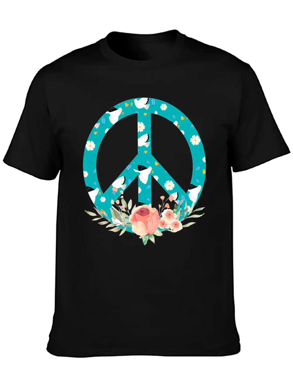 Make Peace Not War - Peace Sign Logo Unisex Short Sleeve Soft Cotton T-Shirt – Casual Everyday Wear