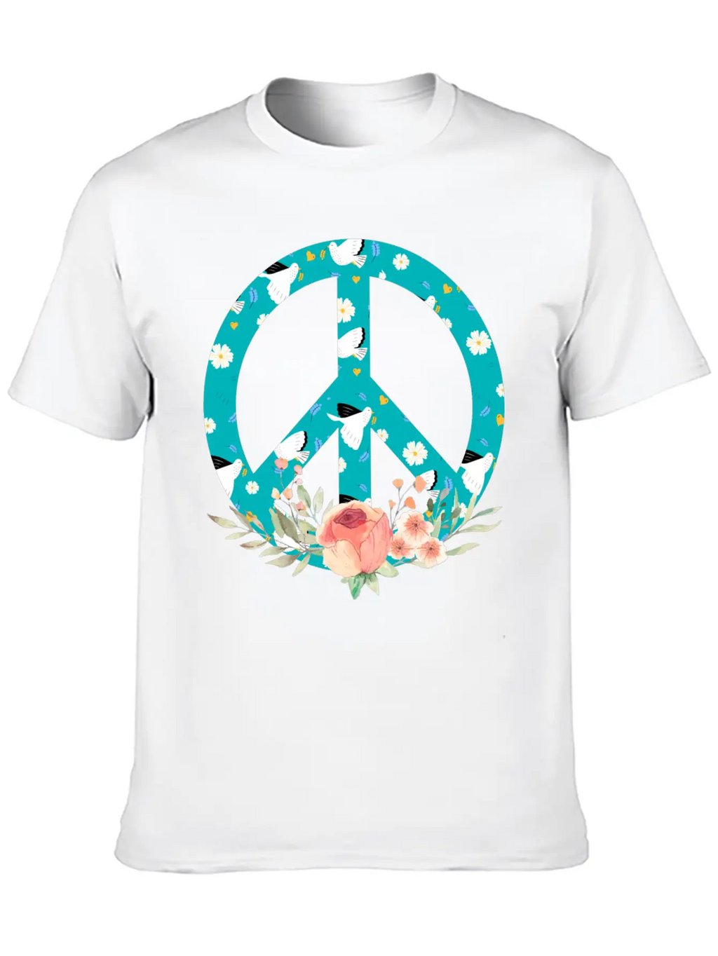 Make Peace Not War - Peace Sign Logo Unisex Short Sleeve Soft Cotton T-Shirt – Casual Everyday Wear