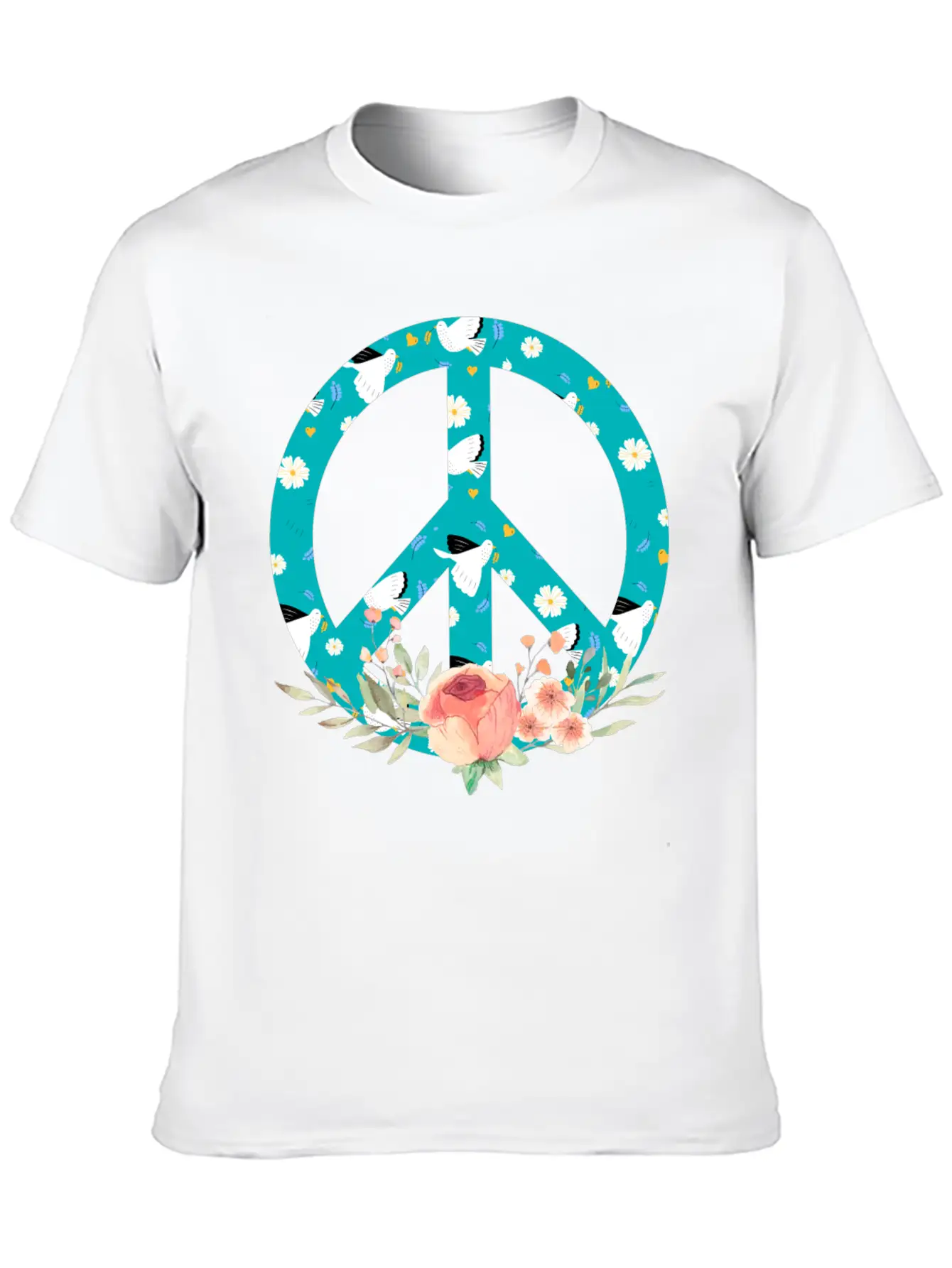 Make Peace Not War - Peace Sign Logo Unisex Short Sleeve Soft Cotton T-Shirt – Casual Everyday Wear
