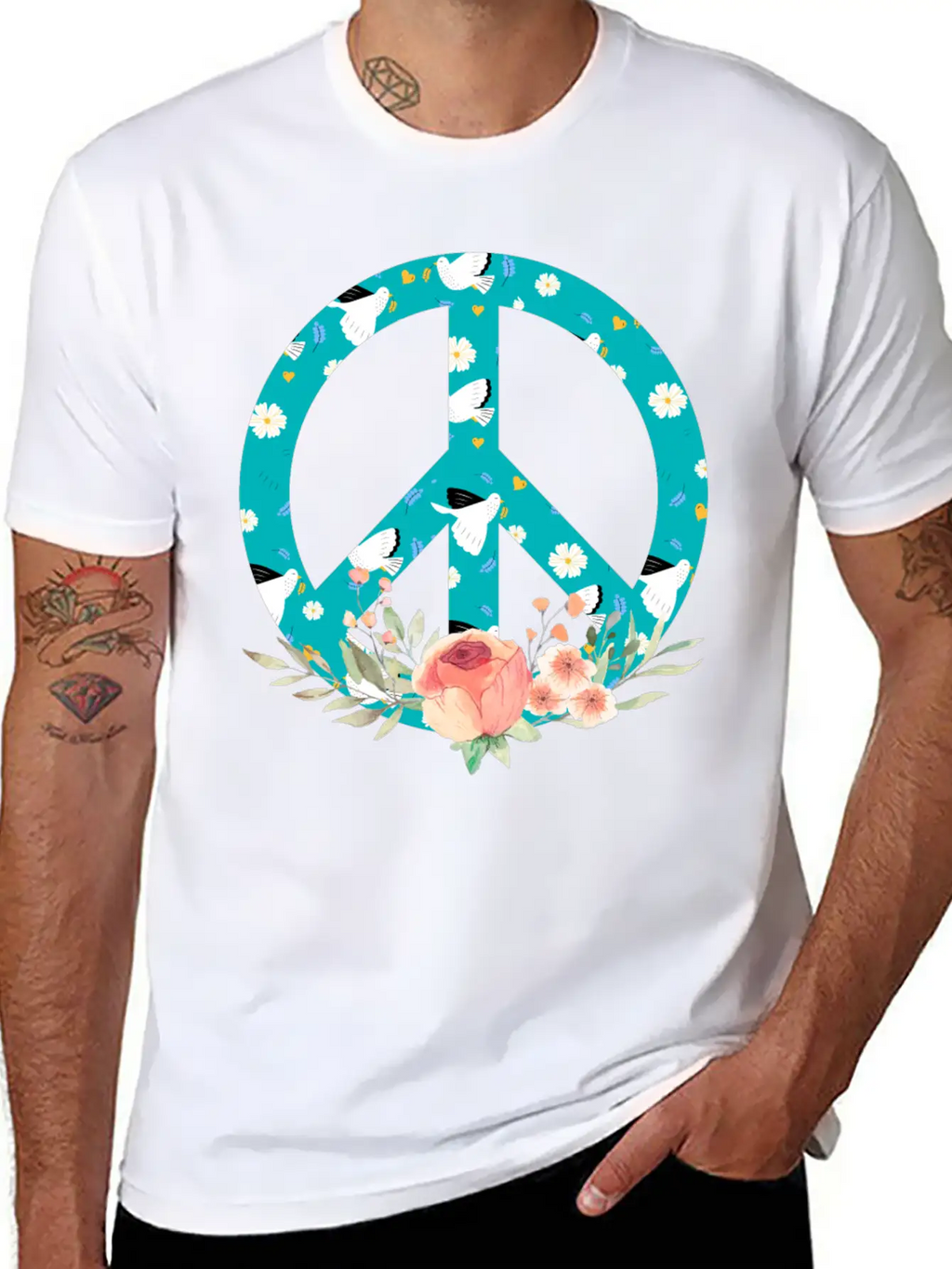 Make Peace Not War - Peace Sign Logo Unisex Short Sleeve Soft Cotton T-Shirt – Casual Everyday Wear