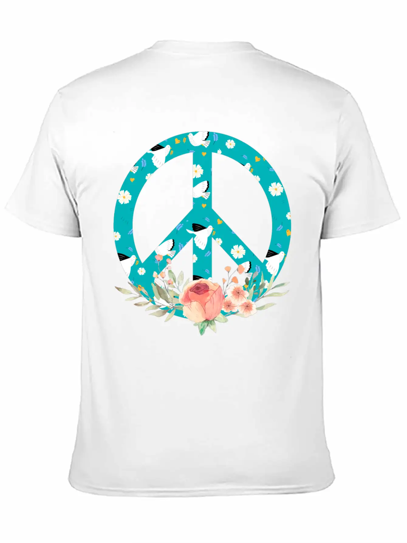 Make Peace Not War - Peace Sign Logo Unisex Short Sleeve Soft Cotton T-Shirt – Casual Everyday Wear