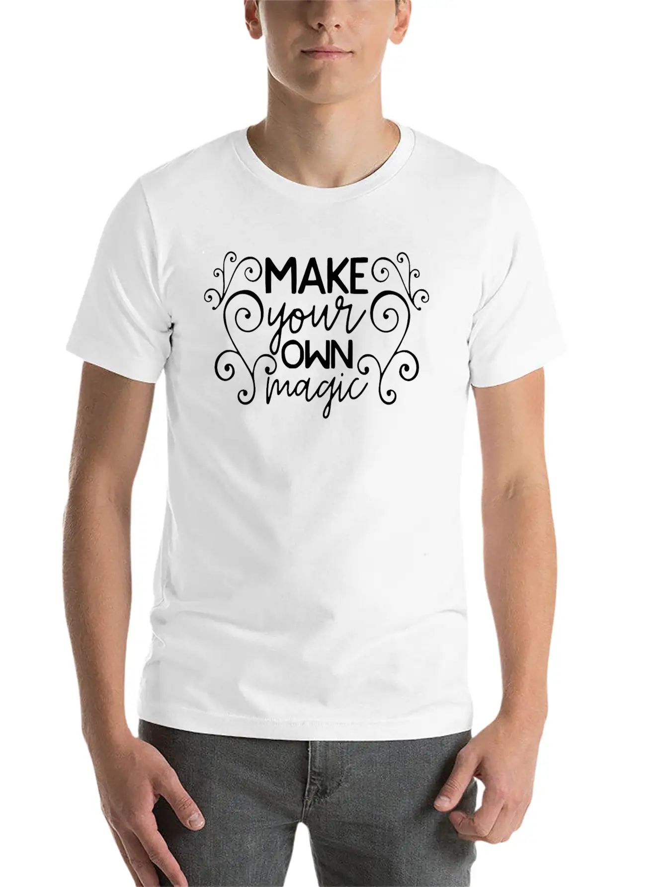 Make Your Own Magic Motivation Quote Design Casual Graphic T-Shirt – Simple And Comfortable Daily Wear
