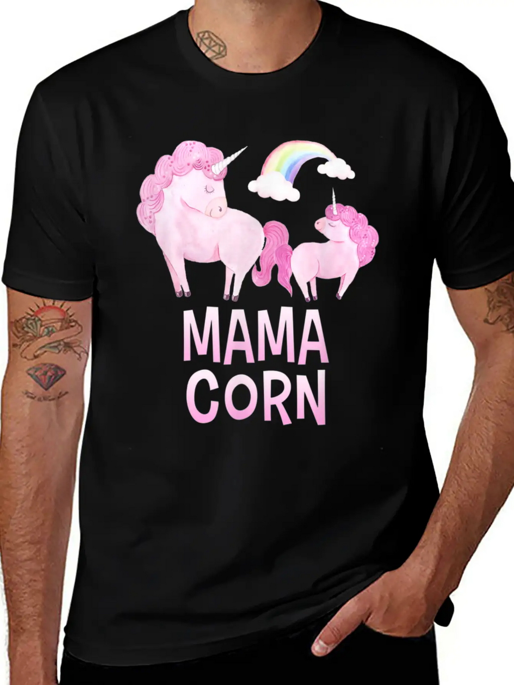 Mama Corn Greek Mom Unicorn Baby Shower T Shirt Stylish Everyday T-Shirt – Unisex Basic Cotton Tee