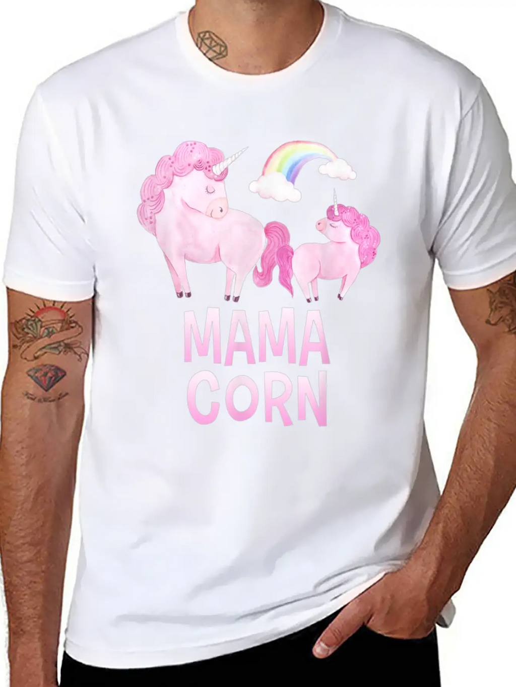 Mama Corn Greek Mom Unicorn Baby Shower T Shirt Stylish Everyday T-Shirt – Unisex Basic Cotton Tee
