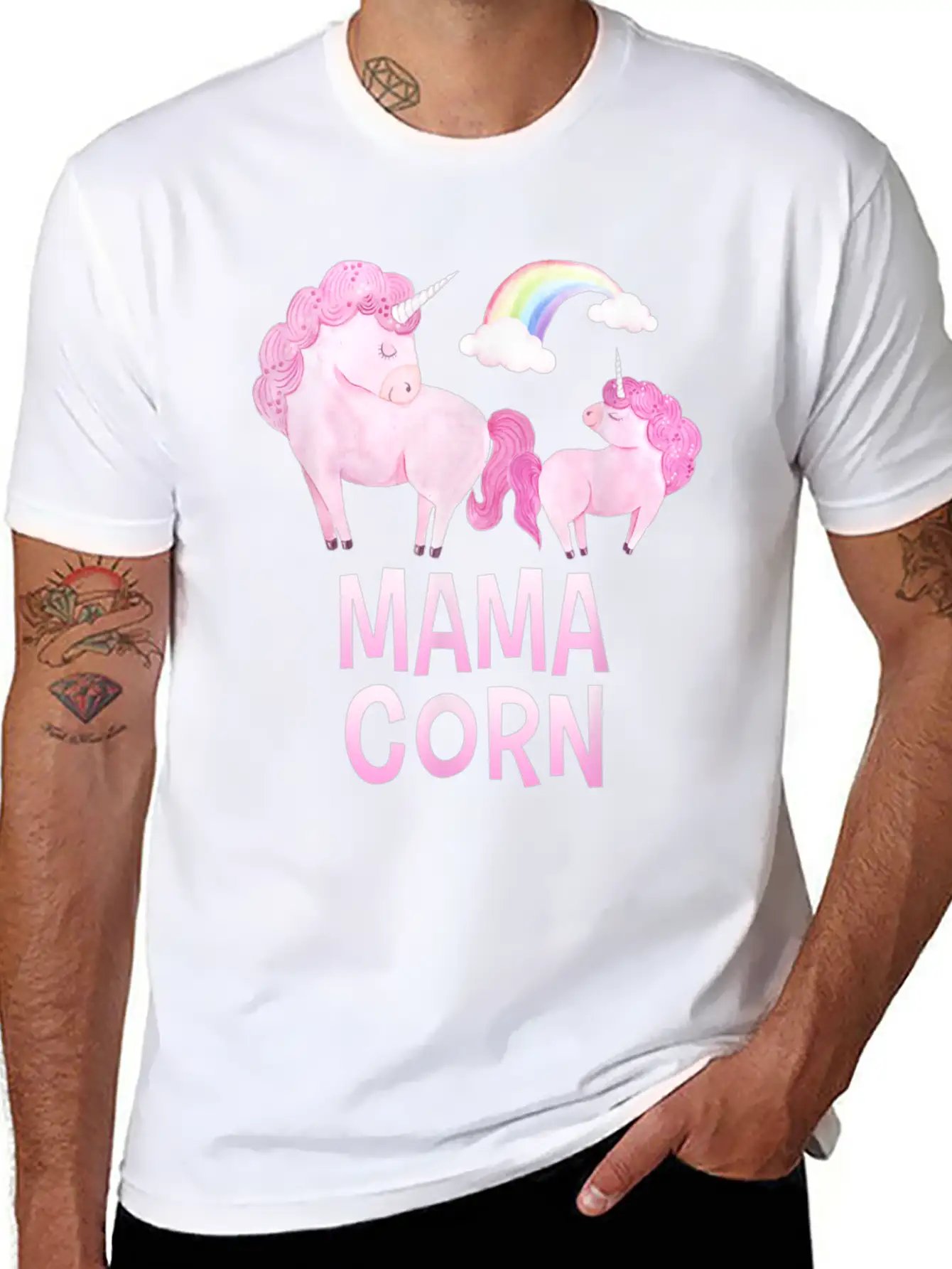 Mama Corn Greek Mom Unicorn Baby Shower T Shirt Stylish Everyday T-Shirt – Unisex Basic Cotton Tee
