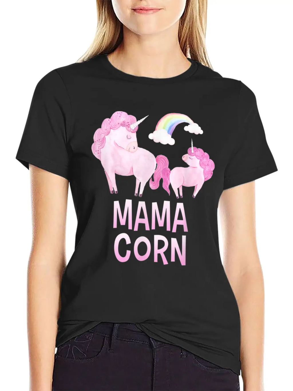 Mama Corn Greek Mom Unicorn Baby Shower T Shirt Stylish Everyday T-Shirt – Unisex Basic Cotton Tee
