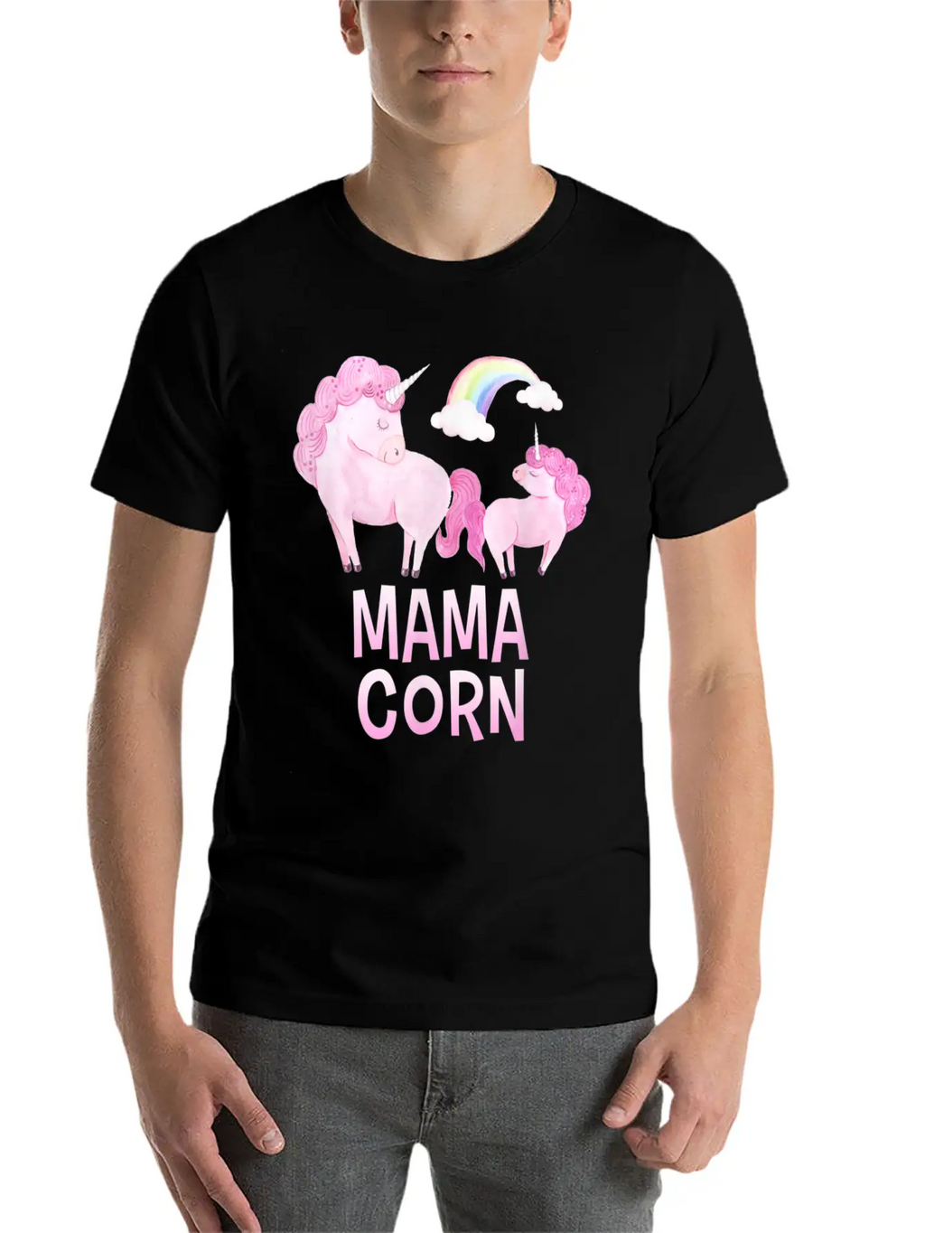Mama Corn Greek Mom Unicorn Baby Shower T Shirt Stylish Everyday T-Shirt – Unisex Basic Cotton Tee