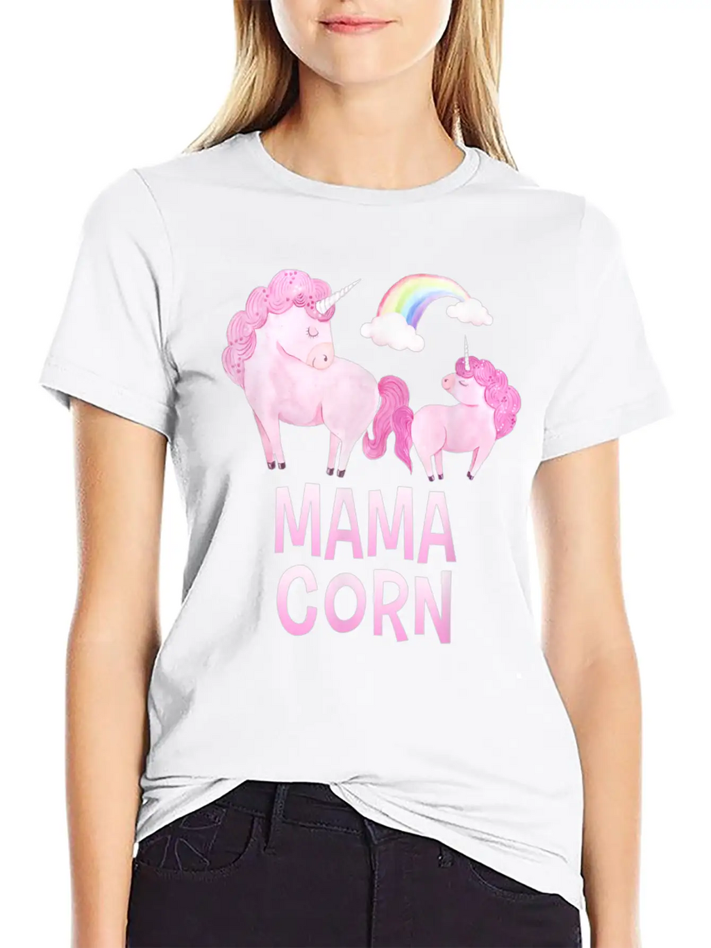 Mama Corn Greek Mom Unicorn Baby Shower T Shirt Stylish Everyday T-Shirt – Unisex Basic Cotton Tee