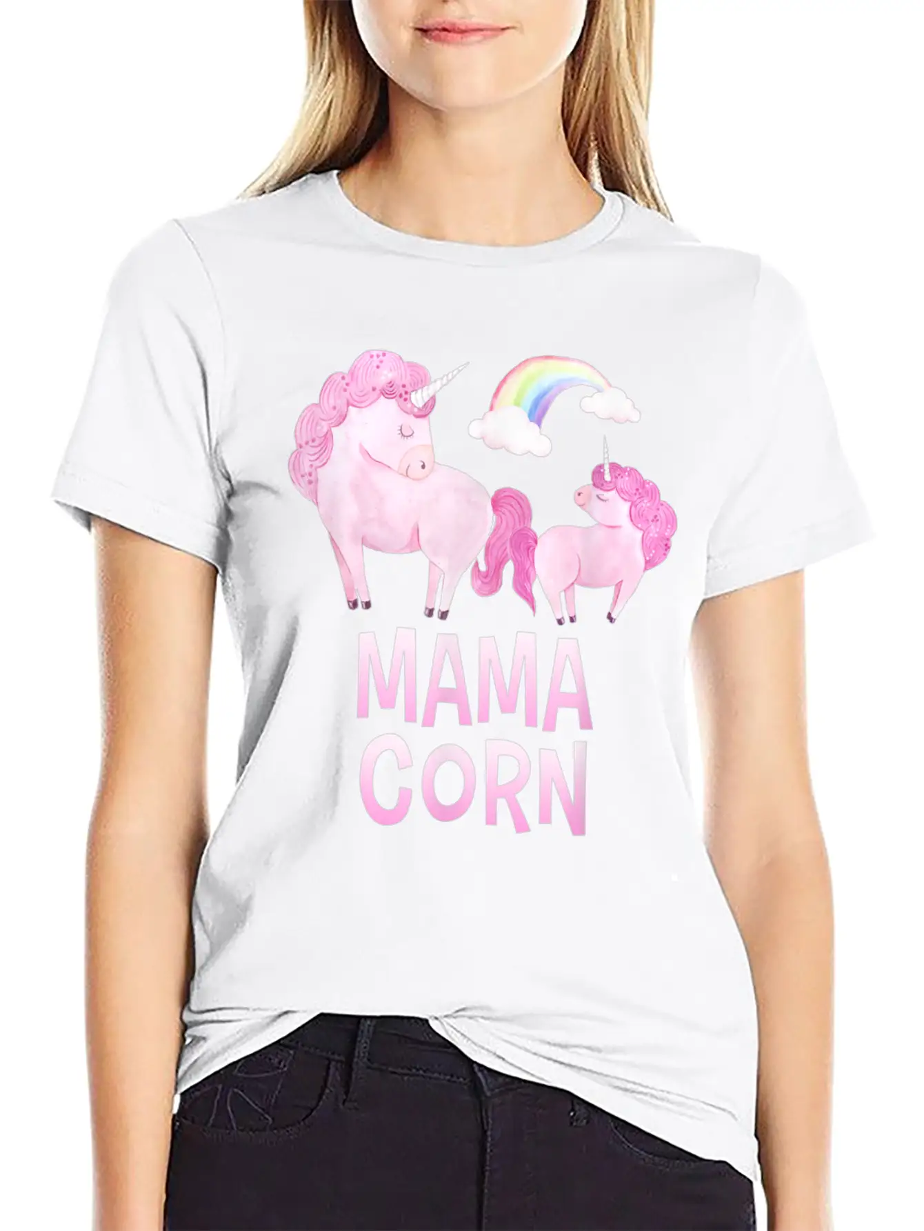 Mama Corn Greek Mom Unicorn Baby Shower T Shirt Stylish Everyday T-Shirt – Unisex Basic Cotton Tee