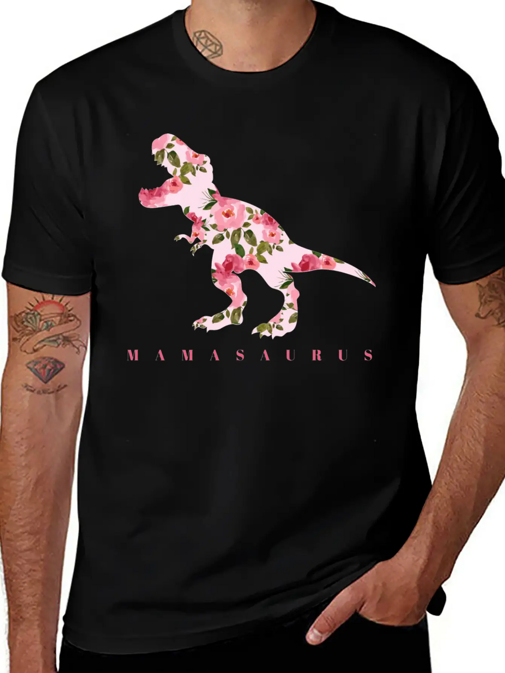 Mamasaurus With Cute Floral Dinosaur Unisex Casual T-Shirt – Clean Design For Daily Comfort