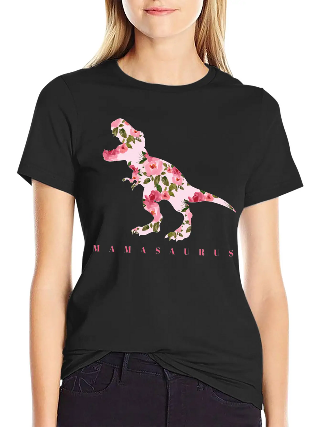 Mamasaurus With Cute Floral Dinosaur Unisex Casual T-Shirt – Clean Design For Daily Comfort