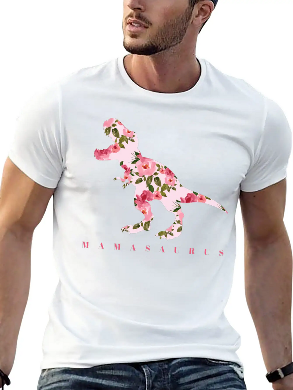 Mamasaurus With Cute Floral Dinosaur Unisex Casual T-Shirt – Clean Design For Daily Comfort