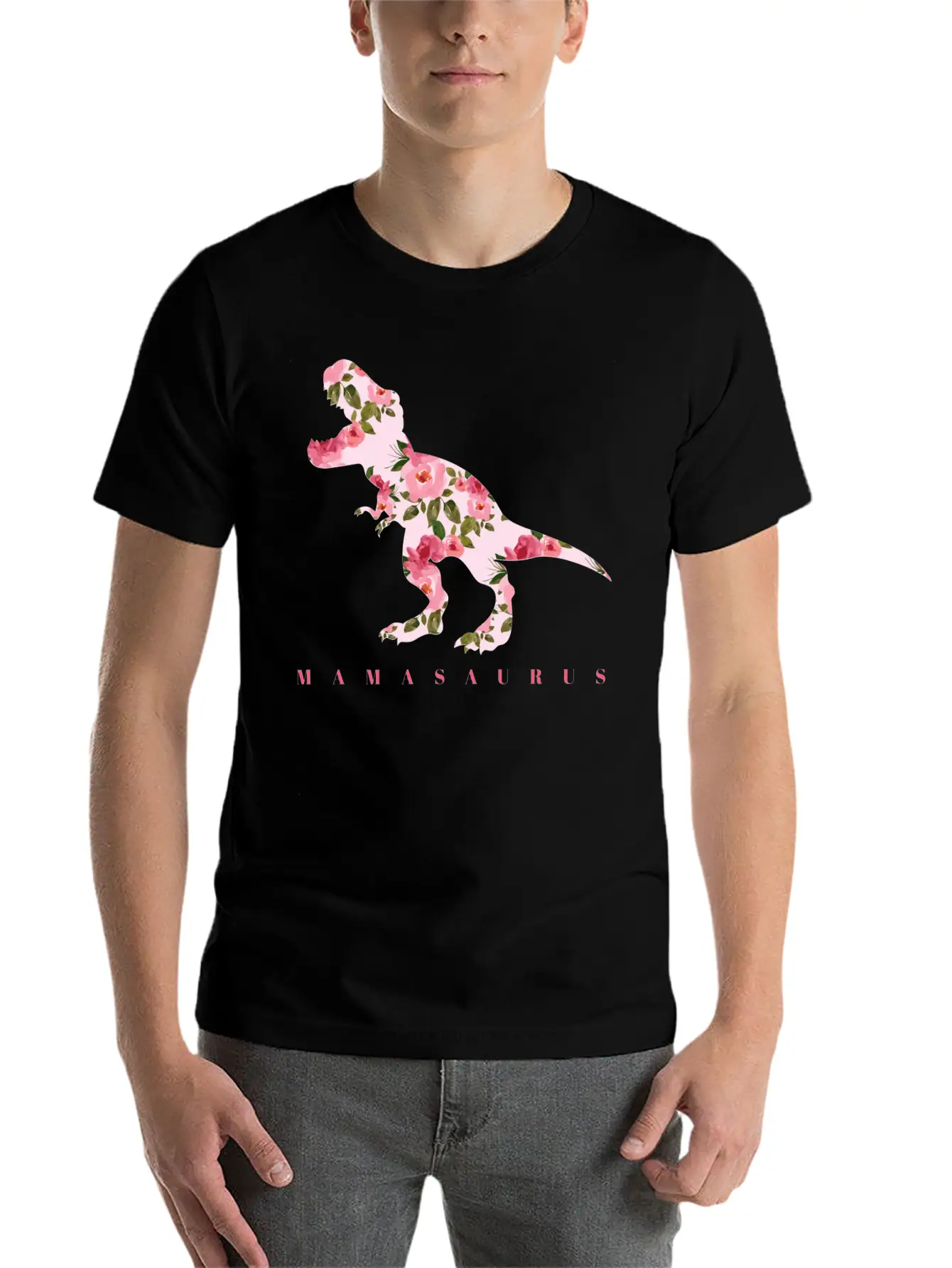 Mamasaurus With Cute Floral Dinosaur Unisex Casual T-Shirt – Clean Design For Daily Comfort