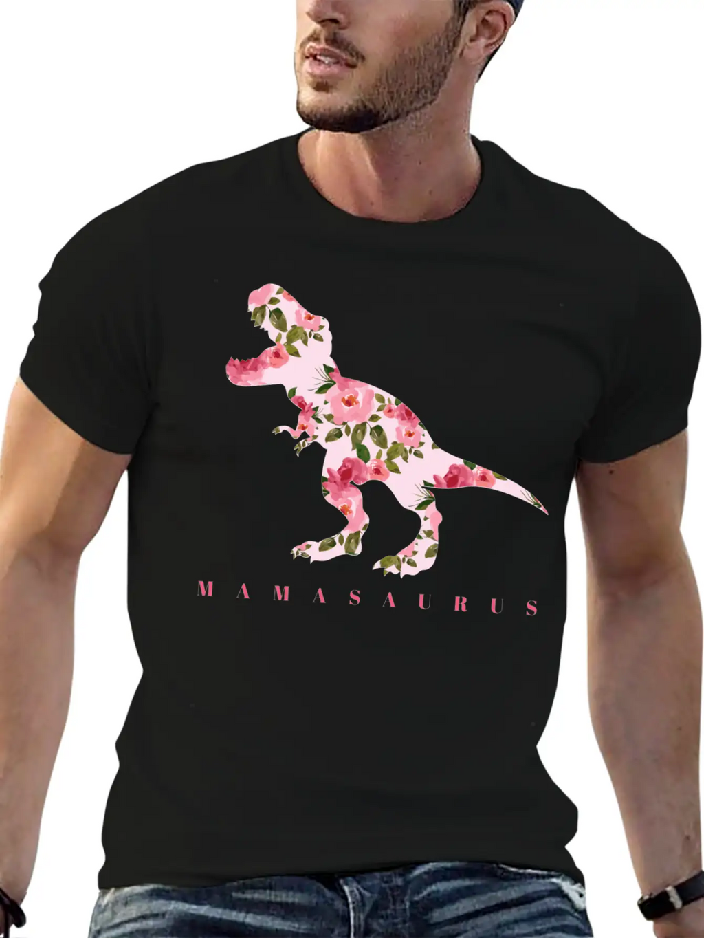 Mamasaurus With Cute Floral Dinosaur Unisex Casual T-Shirt – Clean Design For Daily Comfort