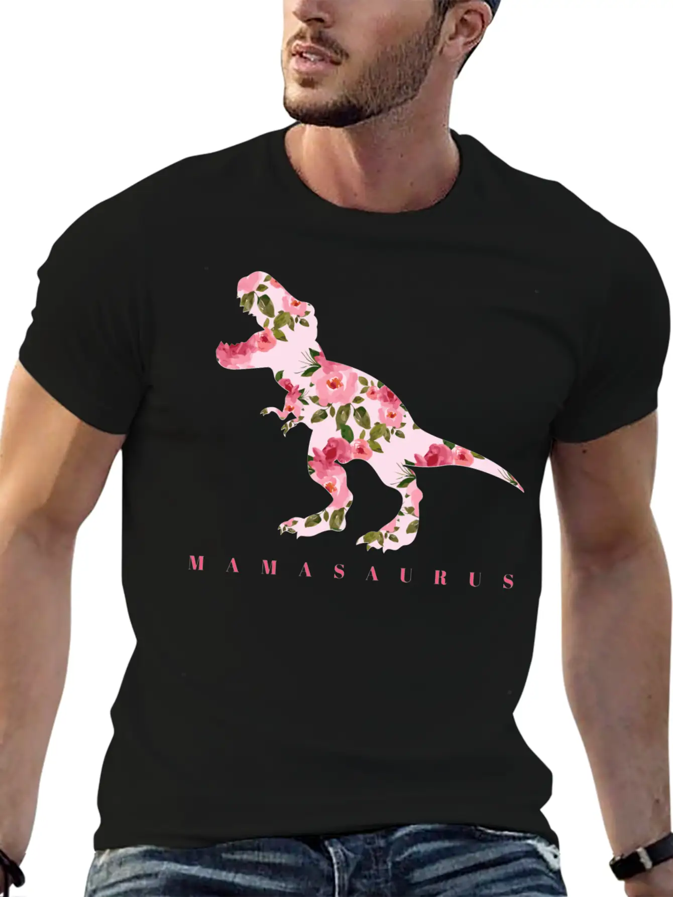 Mamasaurus With Cute Floral Dinosaur Unisex Casual T-Shirt – Clean Design For Daily Comfort