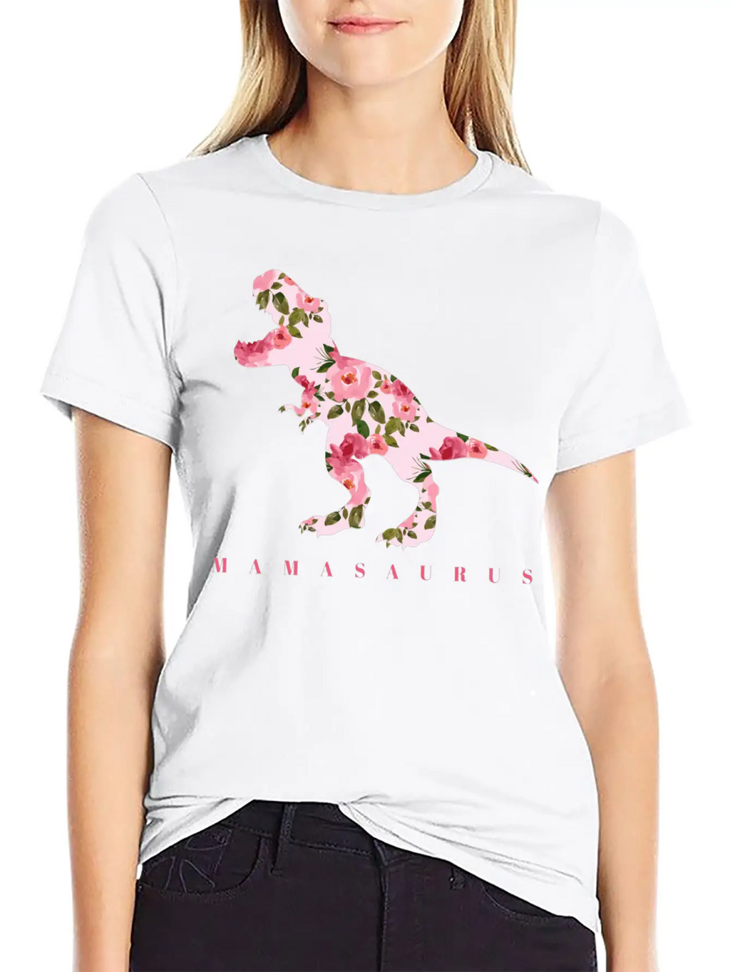 Mamasaurus With Cute Floral Dinosaur Unisex Casual T-Shirt – Clean Design For Daily Comfort