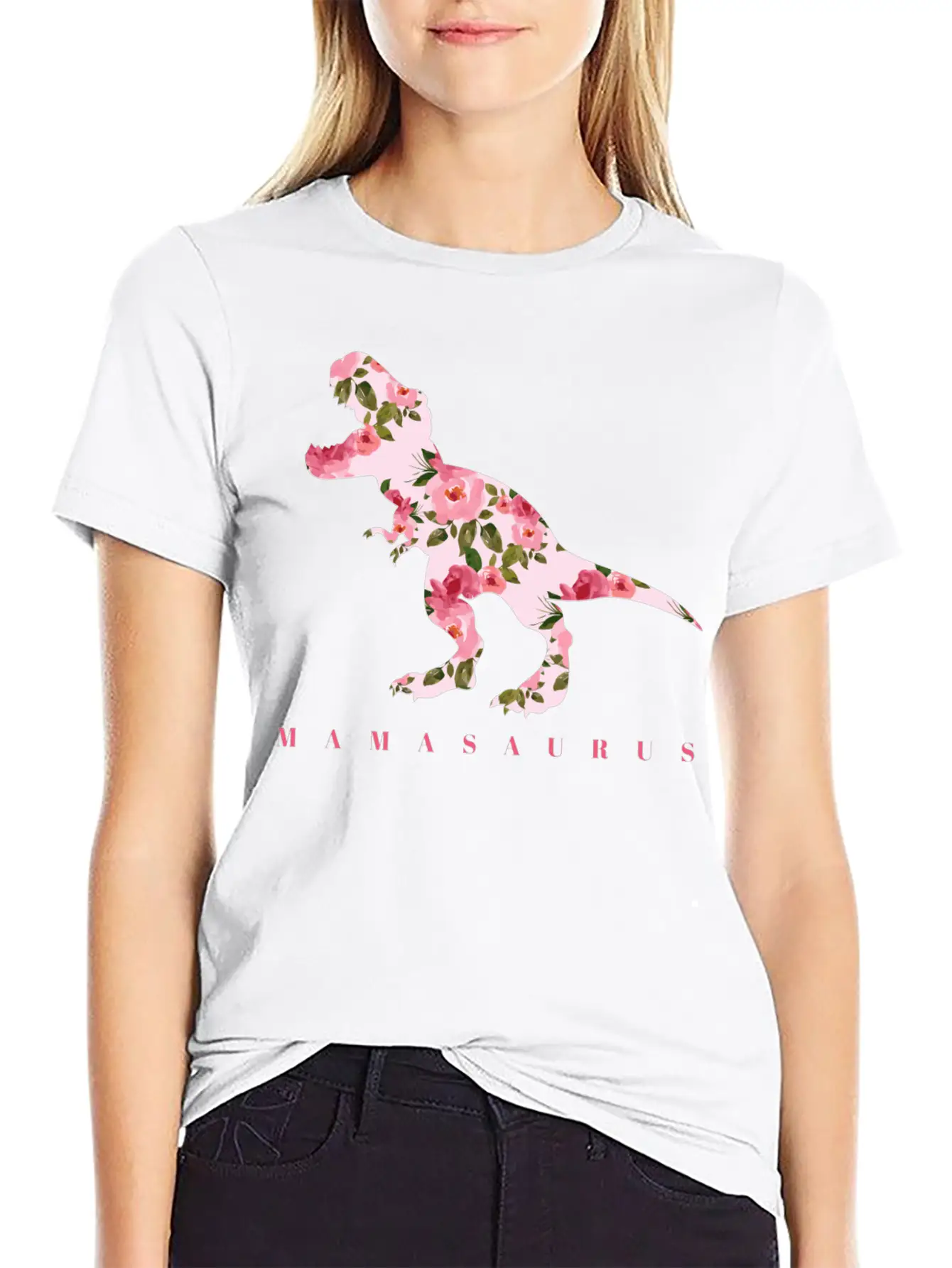 Mamasaurus With Cute Floral Dinosaur Unisex Casual T-Shirt – Clean Design For Daily Comfort