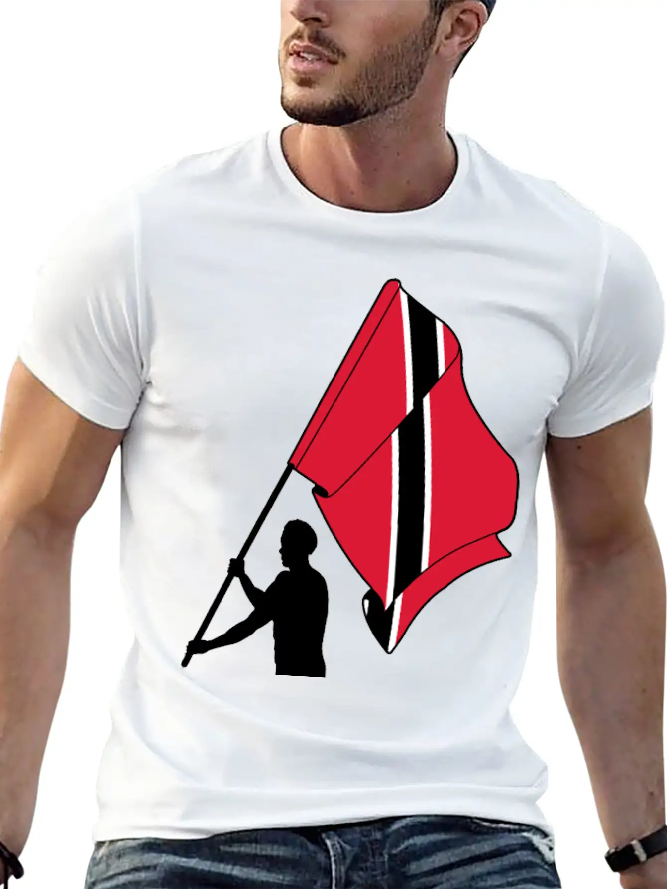 Man Flag Trinidad Tobago, Casual Graphic T-Shirt – Simple And Comfortable Daily Wear