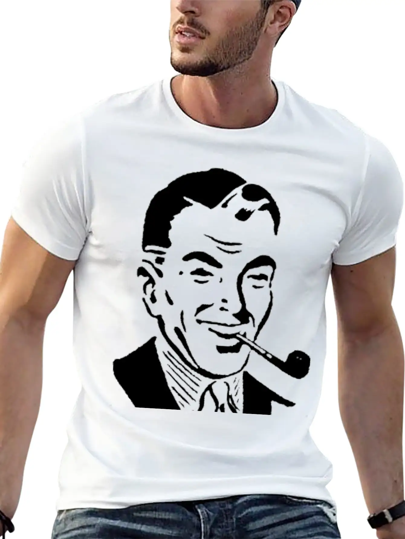 Man Smoking Pipe Breathable Graphic T-Shirt – Perfect For Casual Days