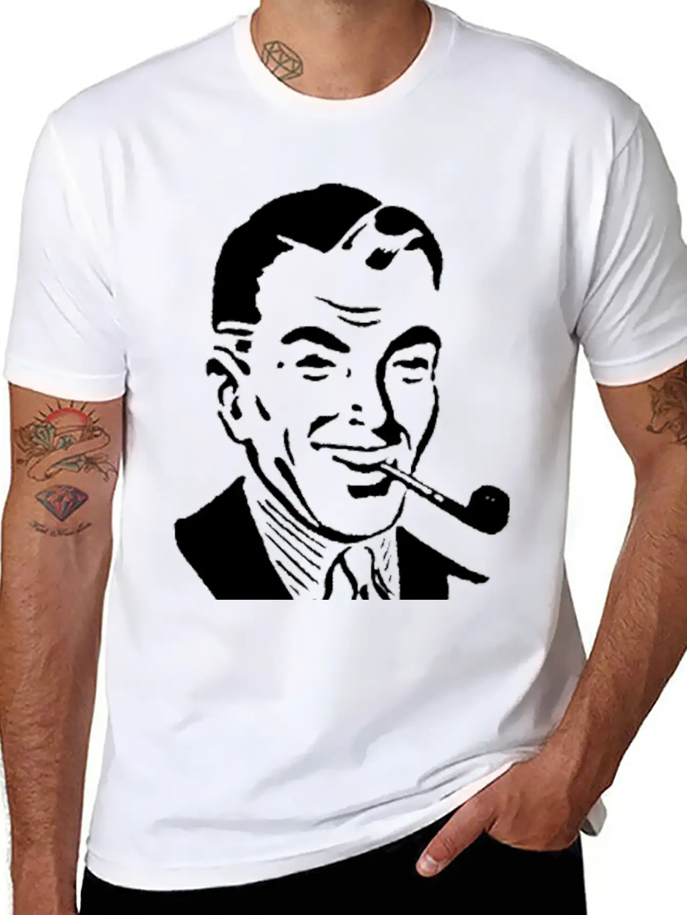 Man Smoking Pipe Breathable Graphic T-Shirt – Perfect For Casual Days