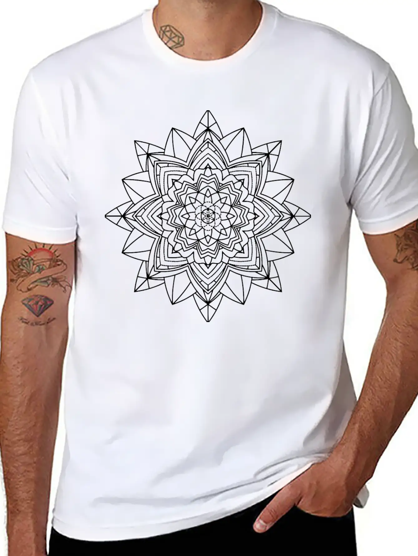 Mandala Mantra Illustration Tattoo Unisex Casual T-Shirt – Clean Design For Daily Comfort