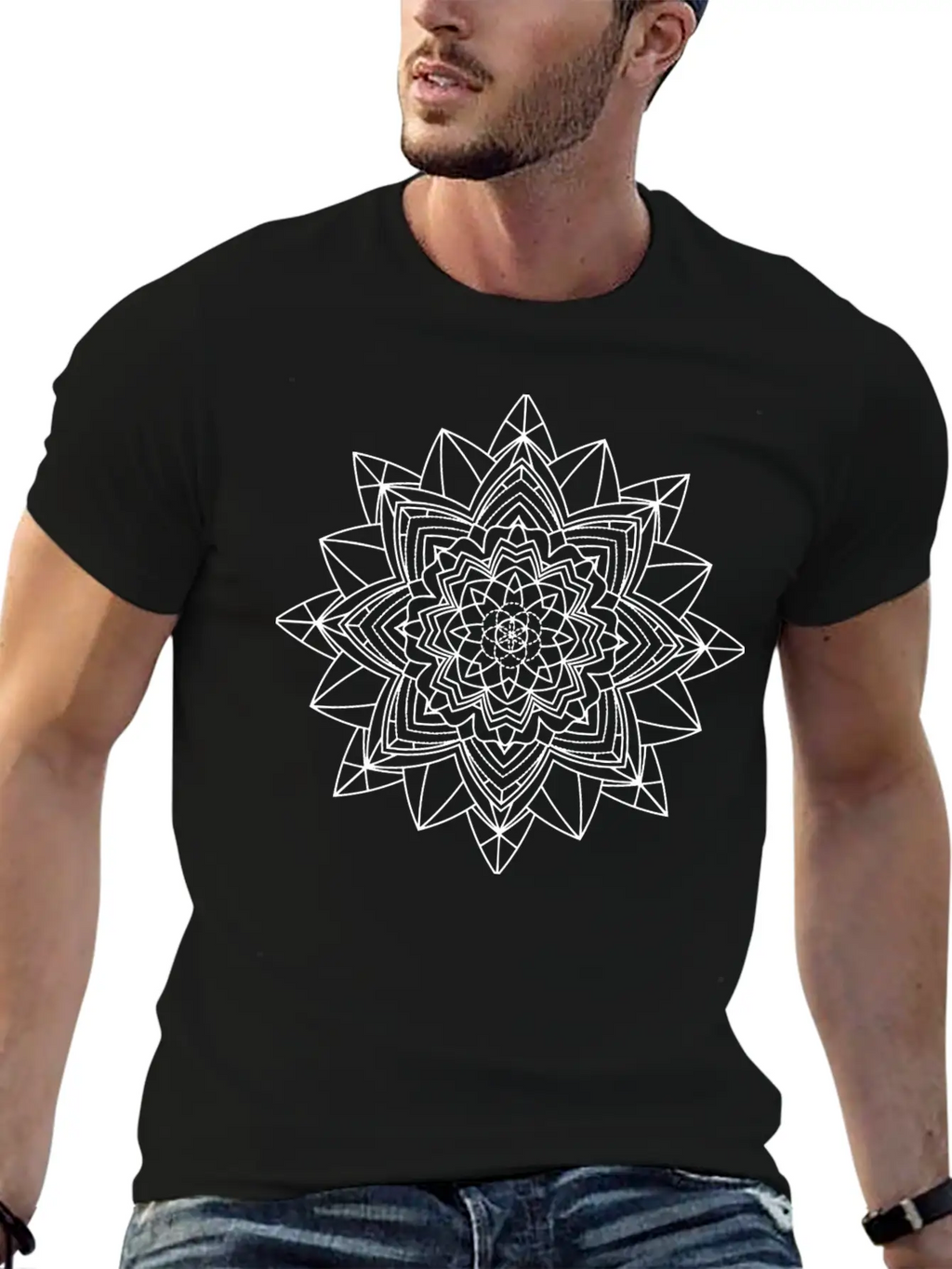 Mandala Mantra Illustration Tattoo Unisex Casual T-Shirt – Clean Design For Daily Comfort