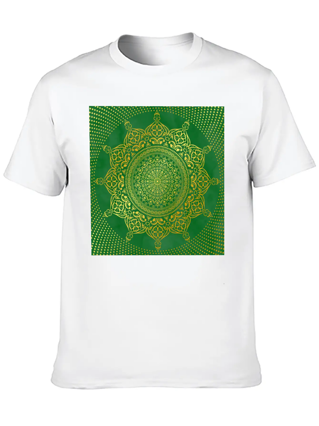 Mandala Marble Green Gold Essential Cotton Tee For Daily Outfits – Unisex Style