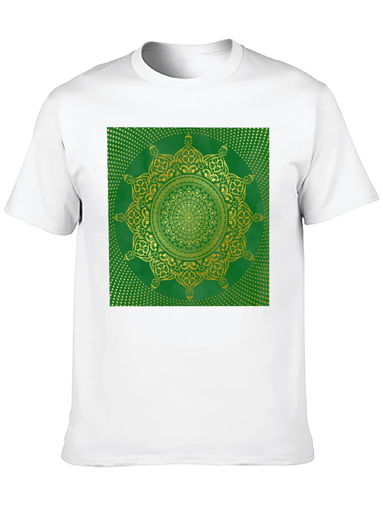 Mandala Marble Green Gold Essential Cotton Tee For Daily Outfits – Unisex Style