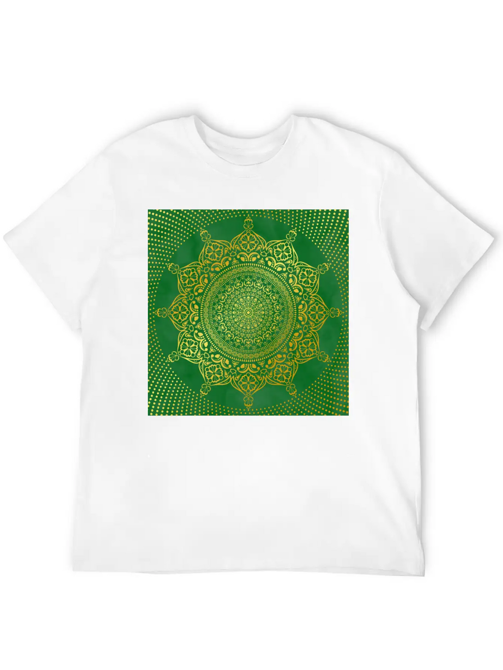 Mandala Marble Green Gold Essential Cotton Tee For Daily Outfits – Unisex Style