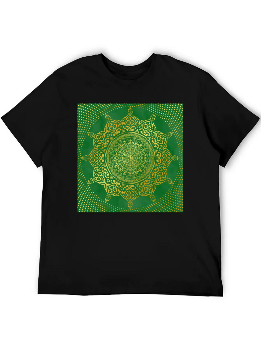 Mandala Marble Green Gold Essential Cotton Tee For Daily Outfits – Unisex Style