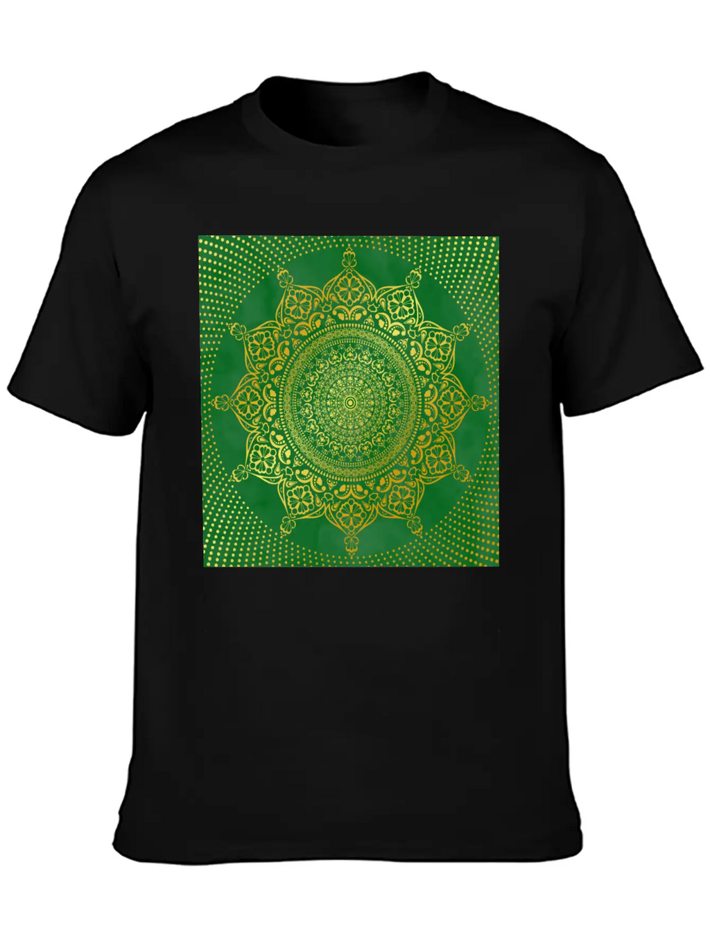 Mandala Marble Green Gold Essential Cotton Tee For Daily Outfits – Unisex Style