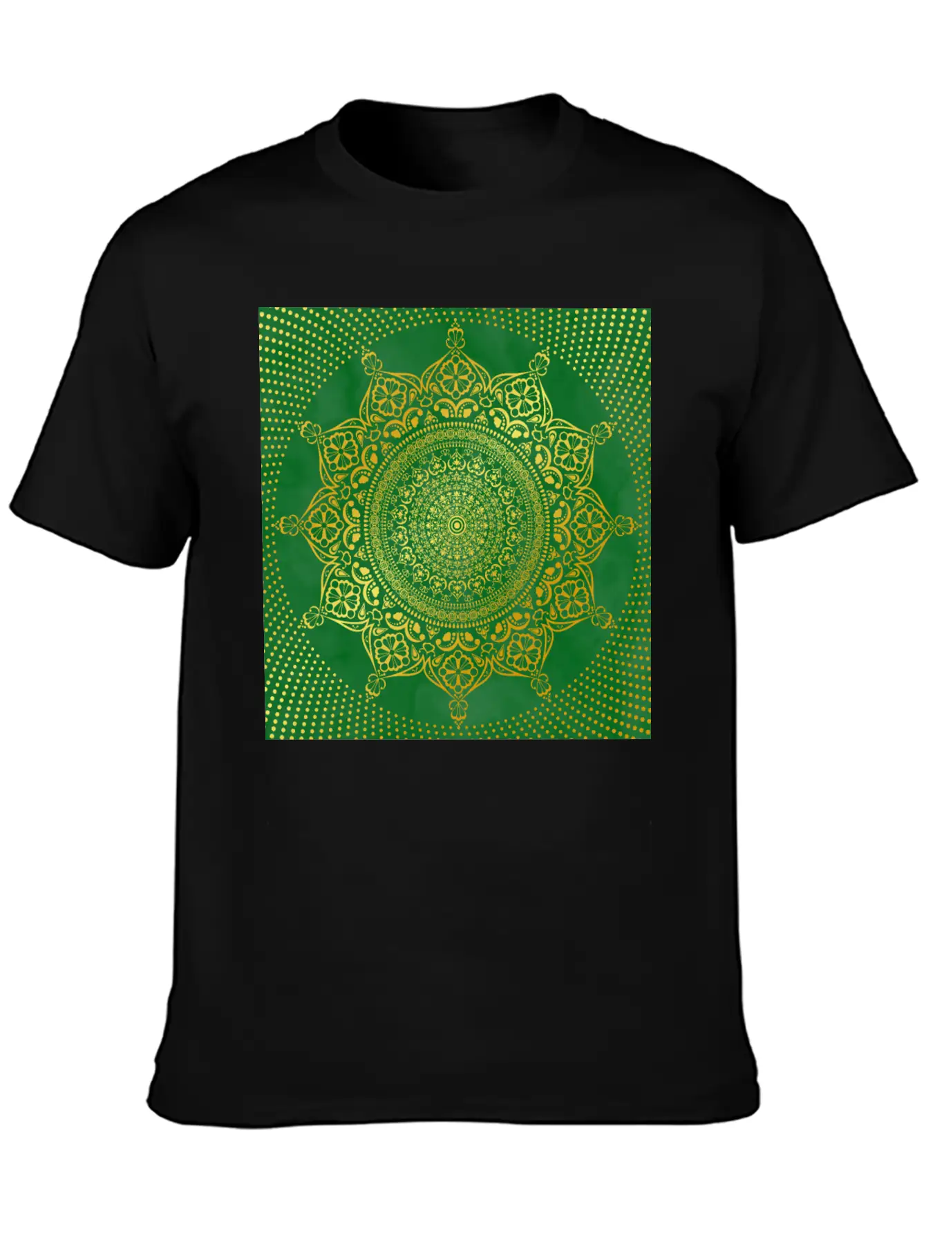 Mandala Marble Green Gold Essential Cotton Tee For Daily Outfits – Unisex Style