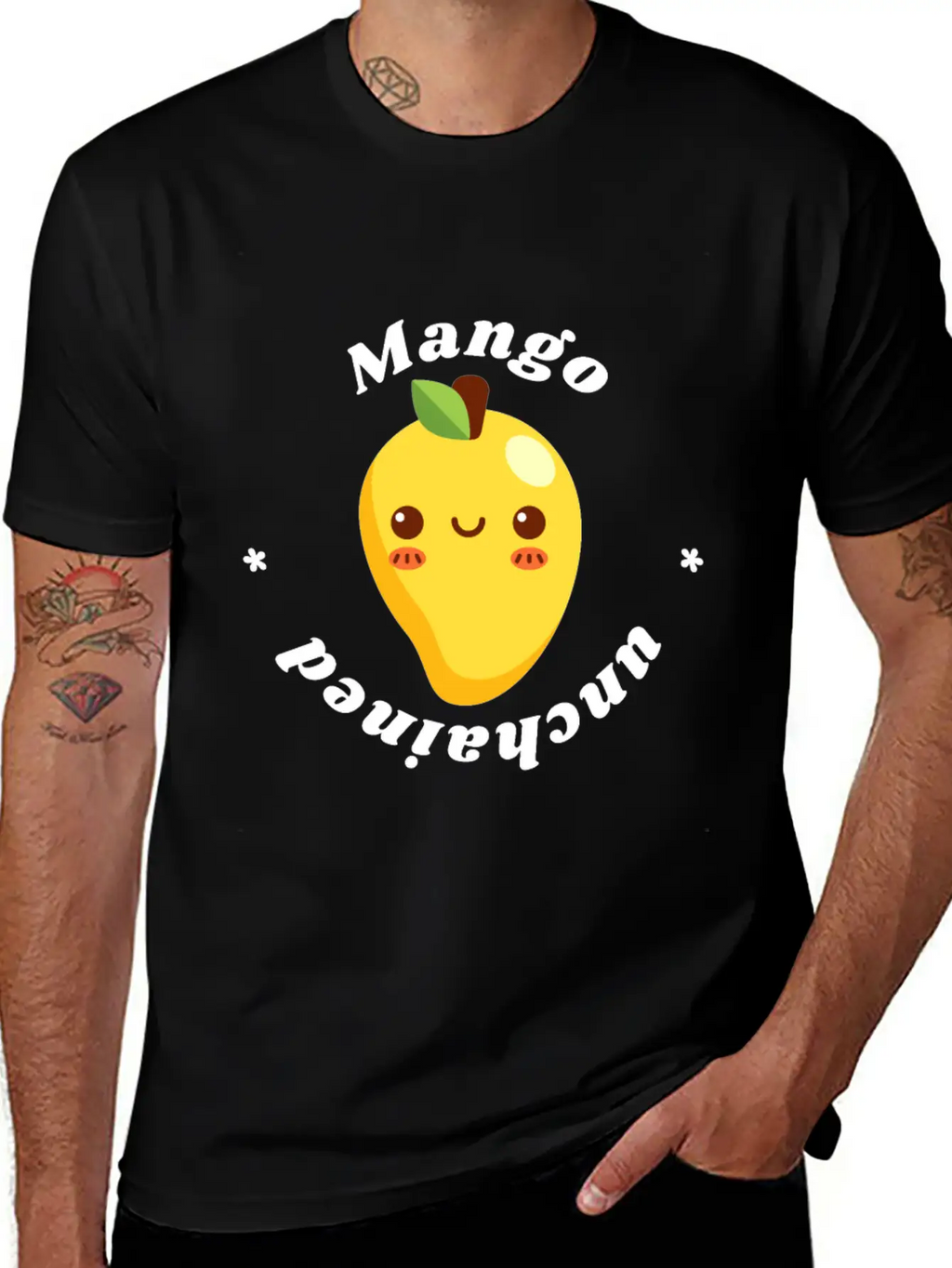 Mango Unchained - Vegan Vegetarian Fruit Design Unisex Casual T-Shirt – Clean Design For Daily Comfort
