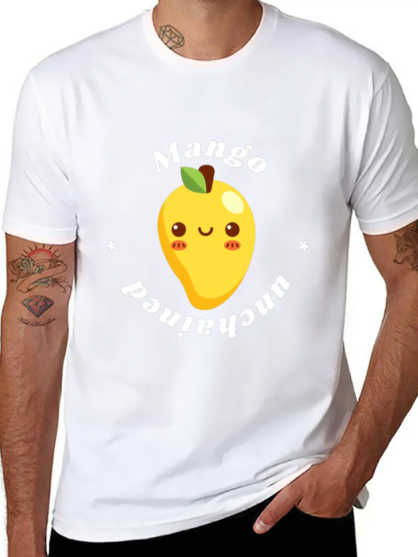 Mango Unchained - Vegan Vegetarian Fruit Design Unisex Casual T-Shirt – Clean Design For Daily Comfort