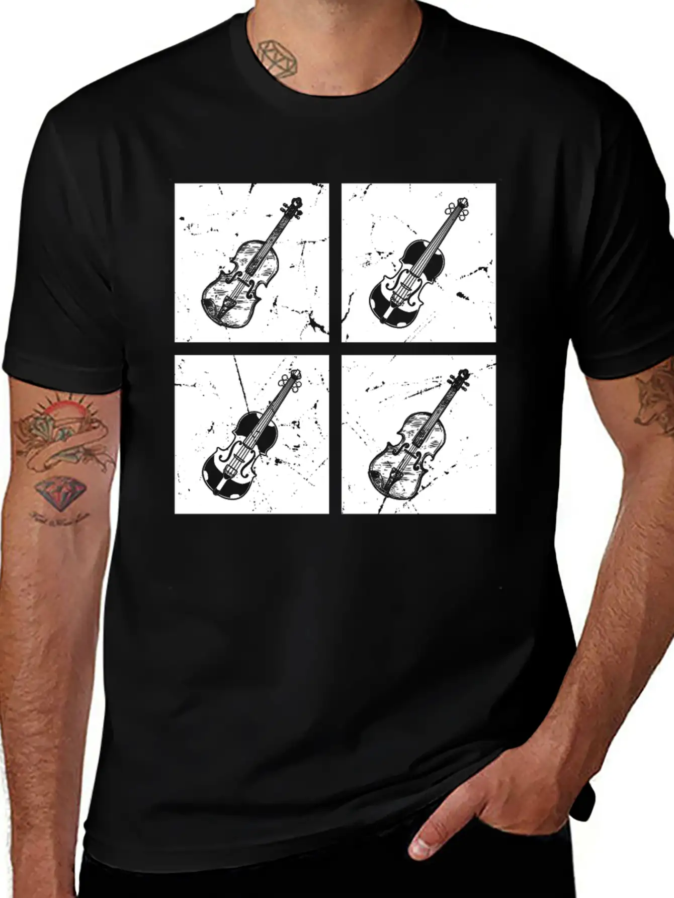 Many Retro Box With Violin Violin Player Violin Mu Unisex Casual T-Shirt – Clean Design For Daily Comfort