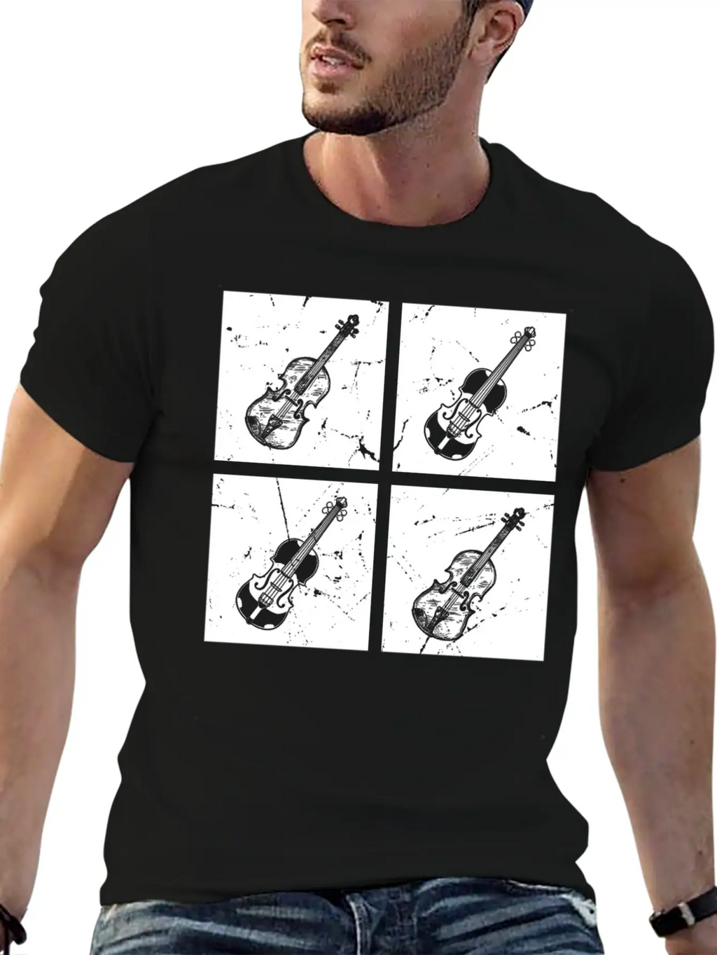 Many Retro Box With Violin Violin Player Violin Mu Unisex Casual T-Shirt – Clean Design For Daily Comfort