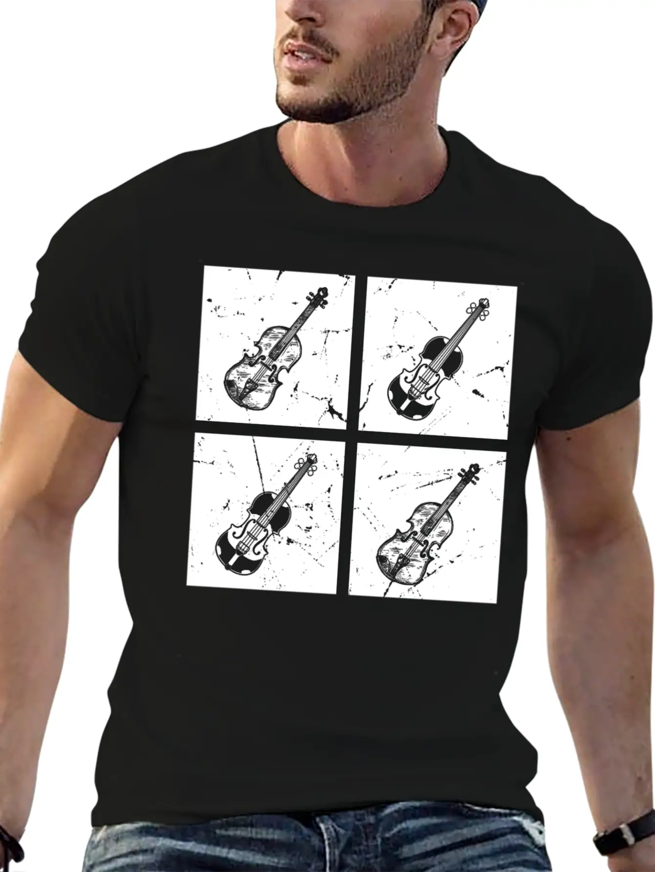 Many Retro Box With Violin Violin Player Violin Mu Unisex Casual T-Shirt – Clean Design For Daily Comfort