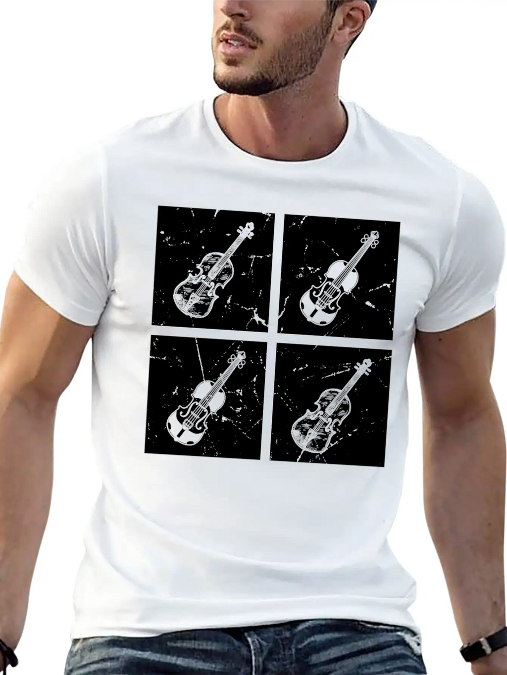 Many Retro Box With Violin Violin Player Violin Mu Unisex Casual T-Shirt – Clean Design For Daily Comfort