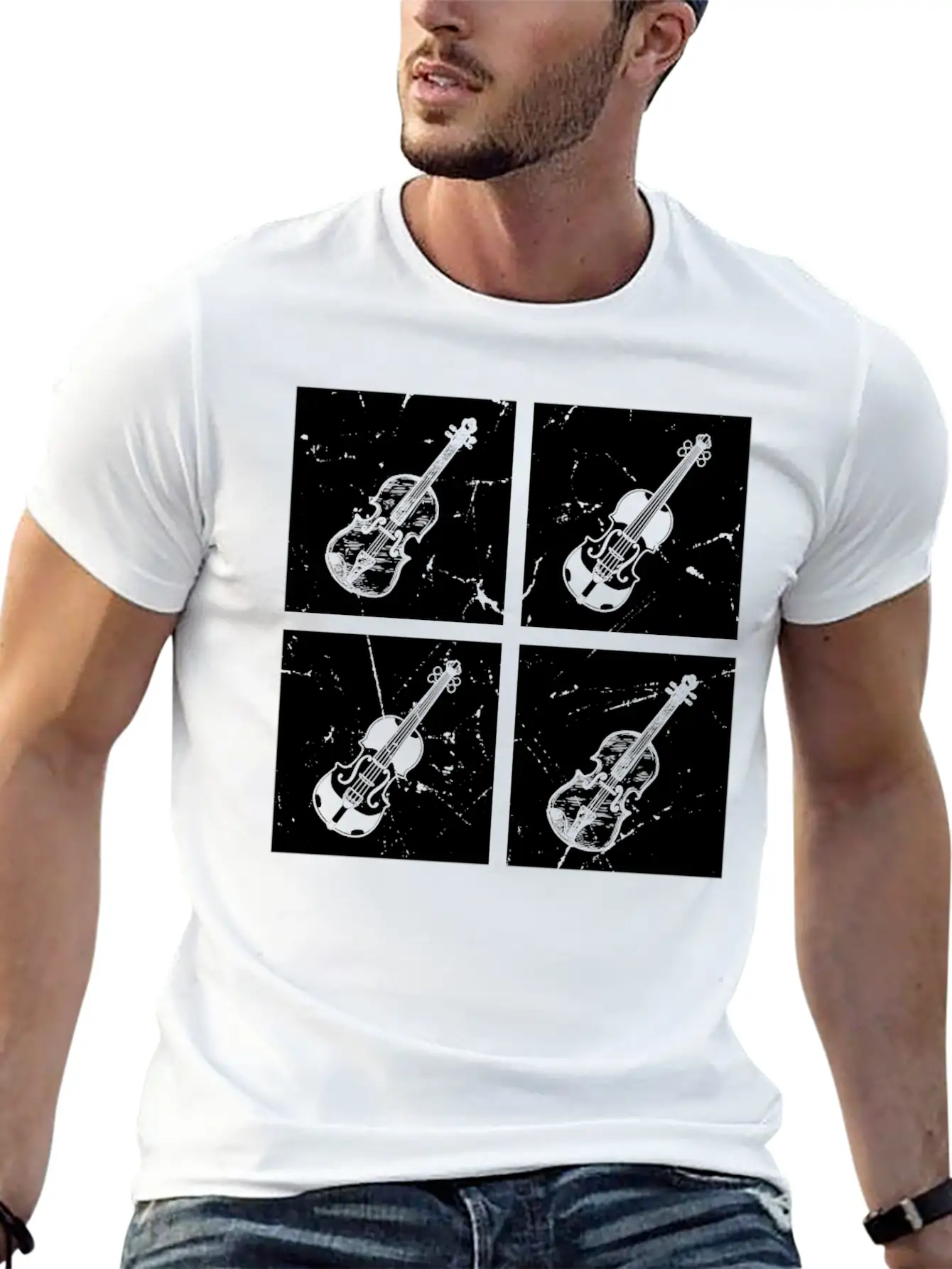 Many Retro Box With Violin Violin Player Violin Mu Unisex Casual T-Shirt – Clean Design For Daily Comfort