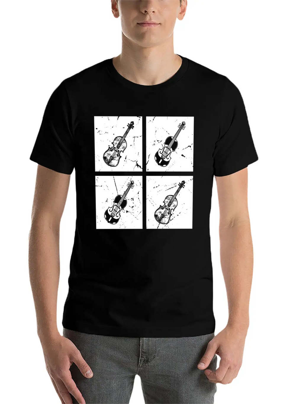 Many Retro Box With Violin Violin Player Violin Mu Unisex Casual T-Shirt – Clean Design For Daily Comfort