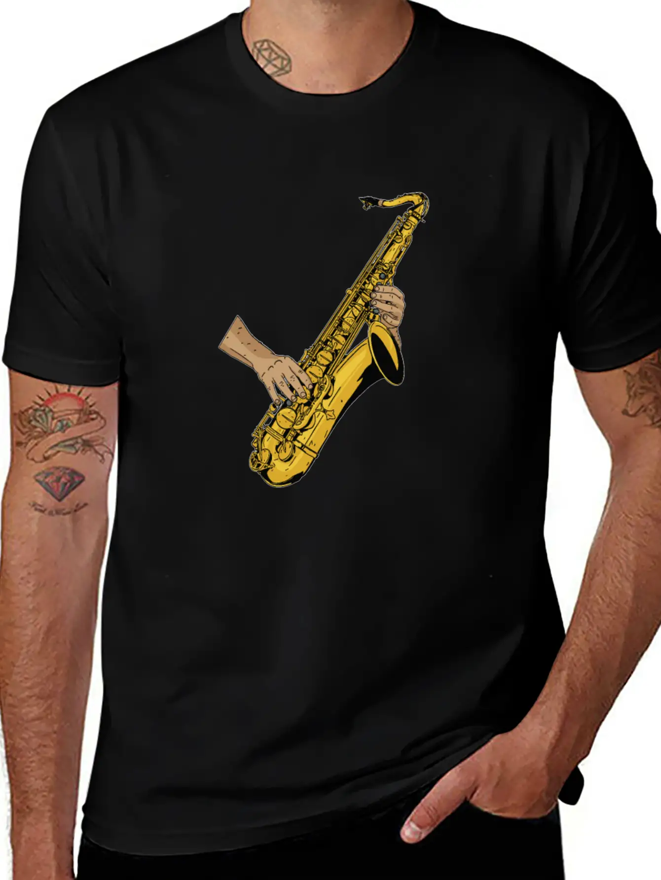 Marching Band Saxophone Unisex Short Sleeve Soft Cotton T-Shirt – Casual Everyday Wear
