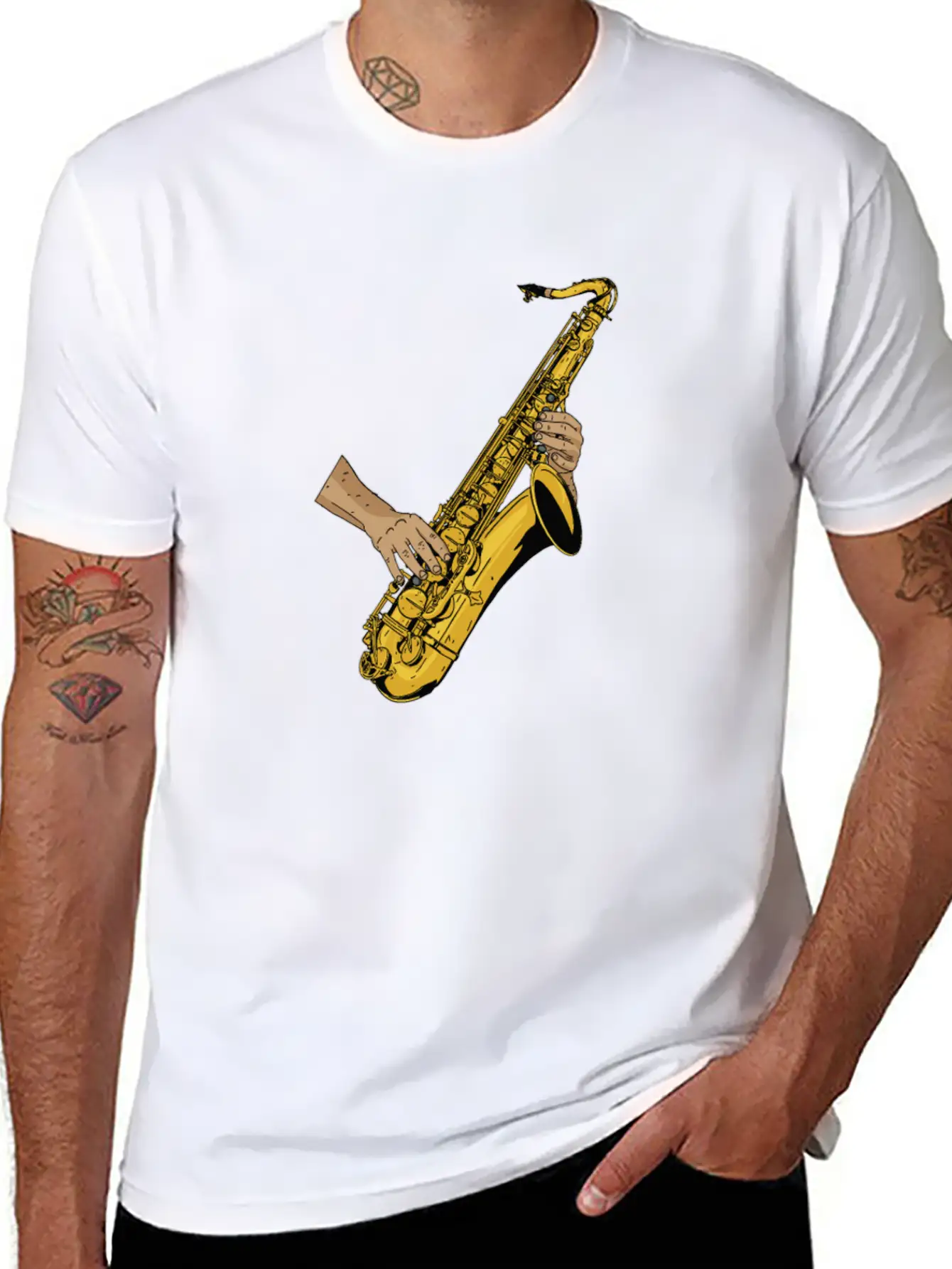 Marching Band Saxophone Unisex Short Sleeve Soft Cotton T-Shirt – Casual Everyday Wear