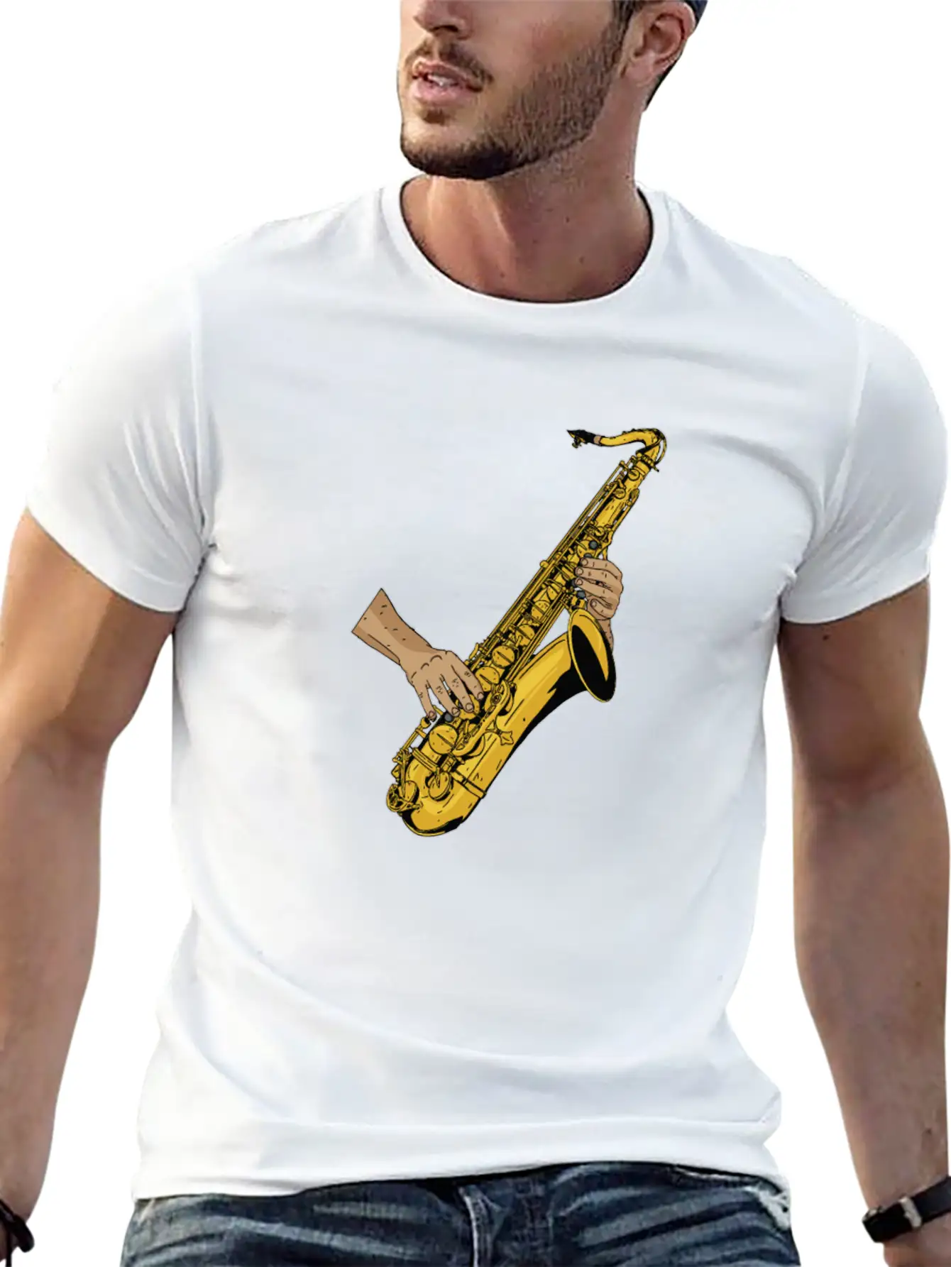 Marching Band Saxophone Unisex Short Sleeve Soft Cotton T-Shirt – Casual Everyday Wear