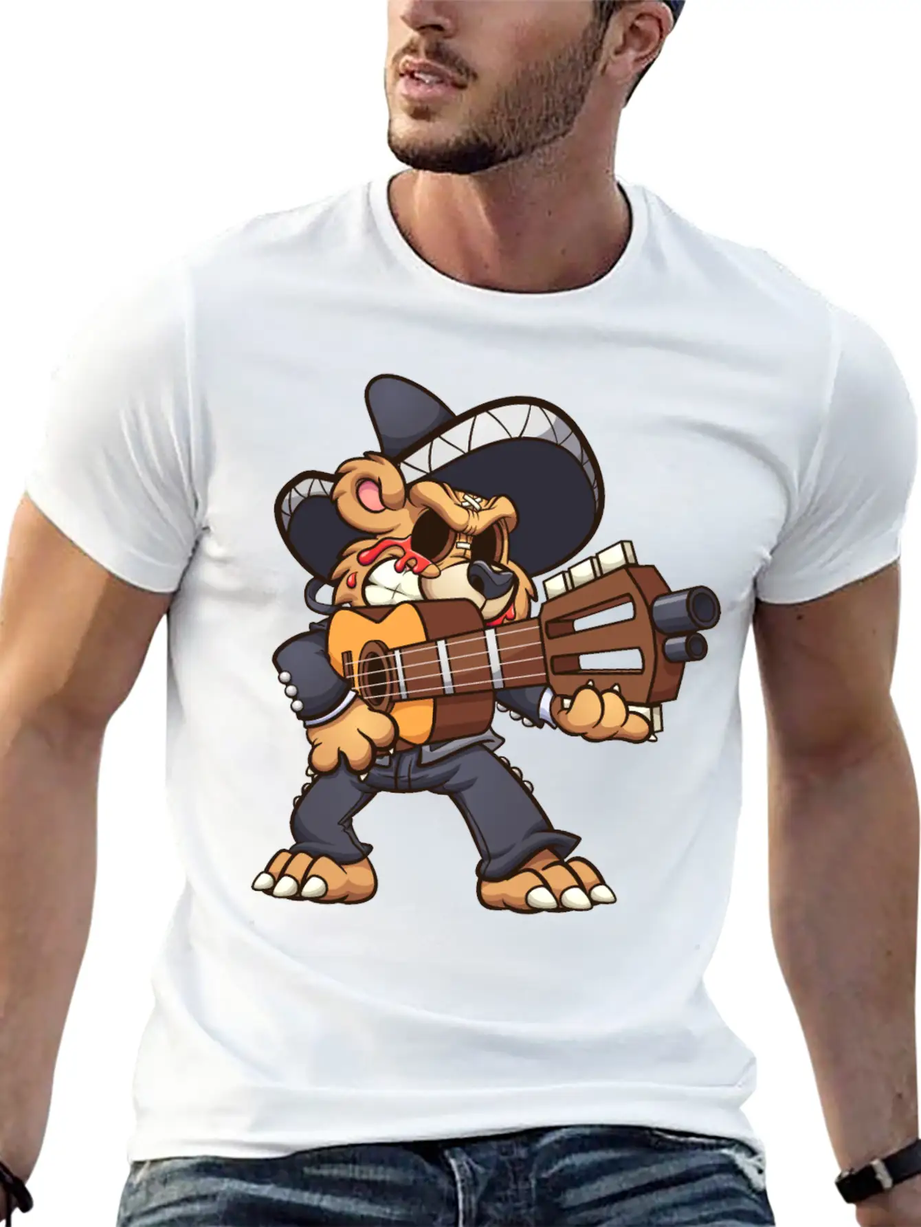 Mariachi Bear Unisex Casual T-Shirt – Clean Design For Daily Comfort