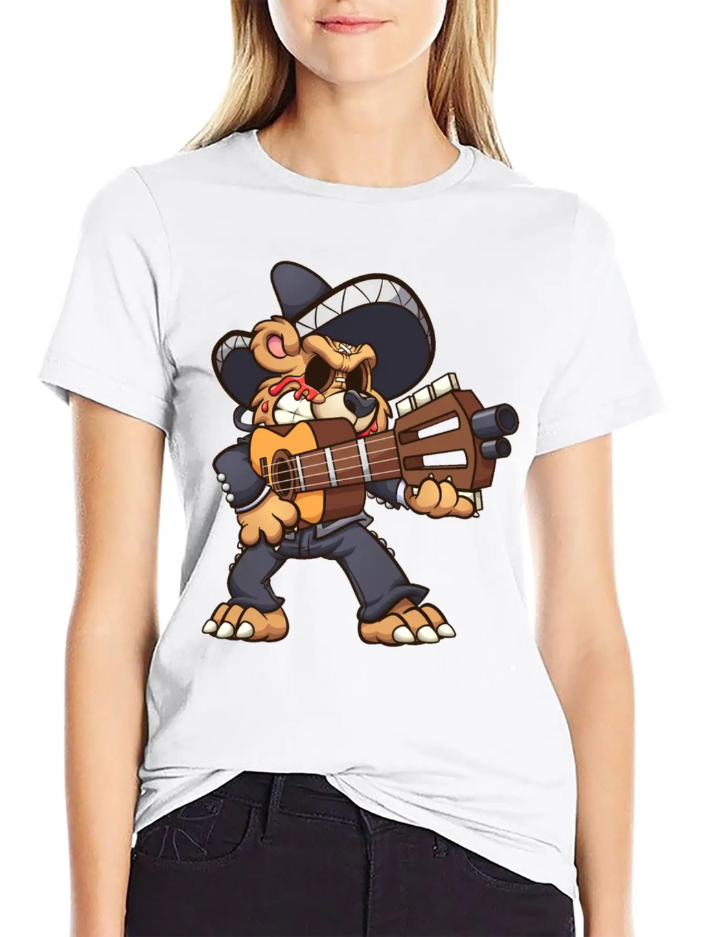 Mariachi Bear Unisex Casual T-Shirt – Clean Design For Daily Comfort