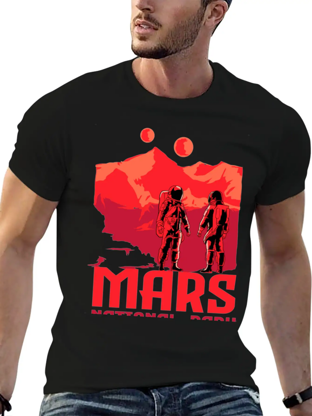 Mars National Park Inspired Red Unisex Short Sleeve Soft Cotton T-Shirt – Casual Everyday Wear