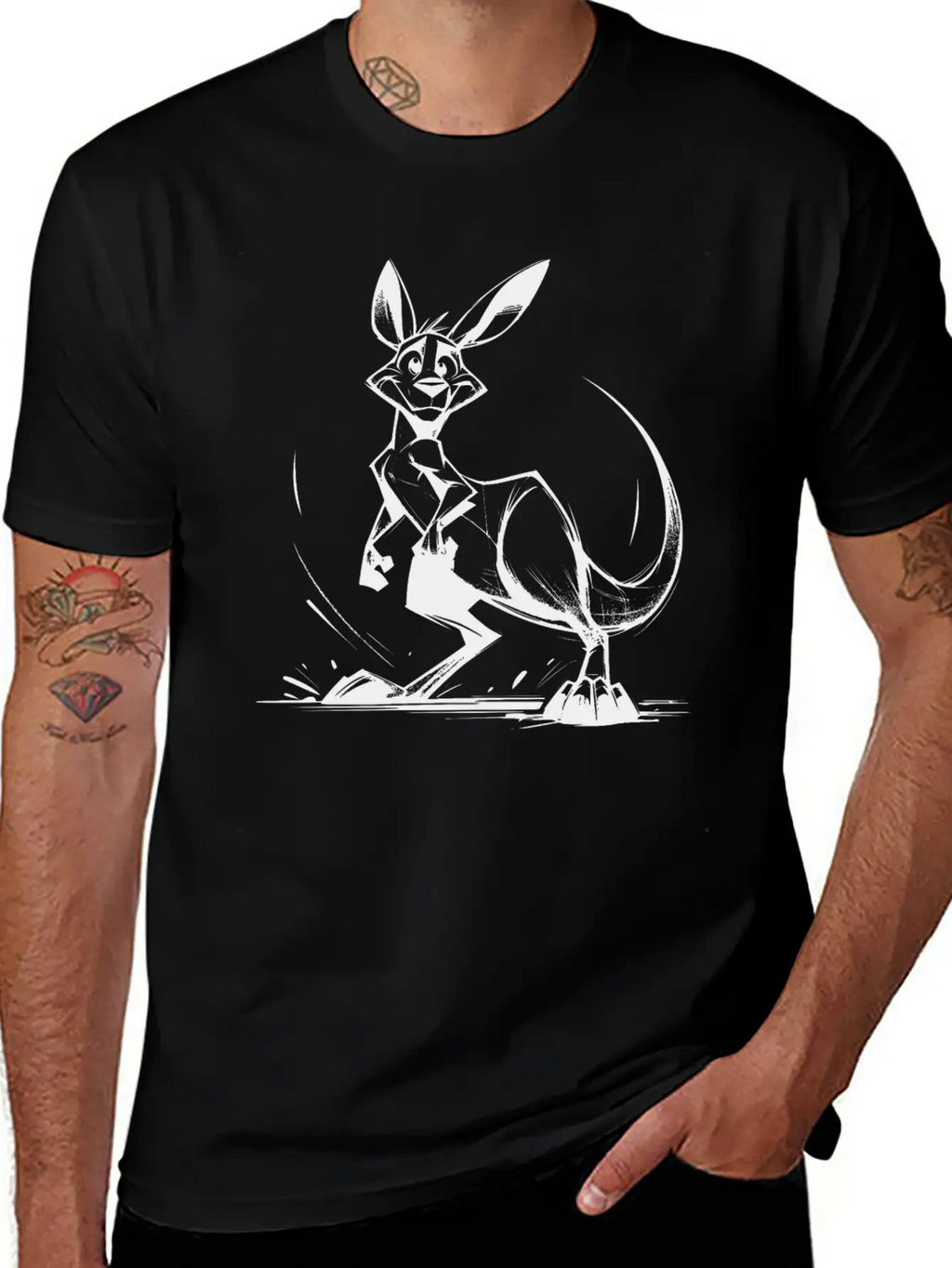Marsupial Pencil Sketch Kangaroo Australia Unisex Casual T-Shirt – Clean Design For Daily Comfort