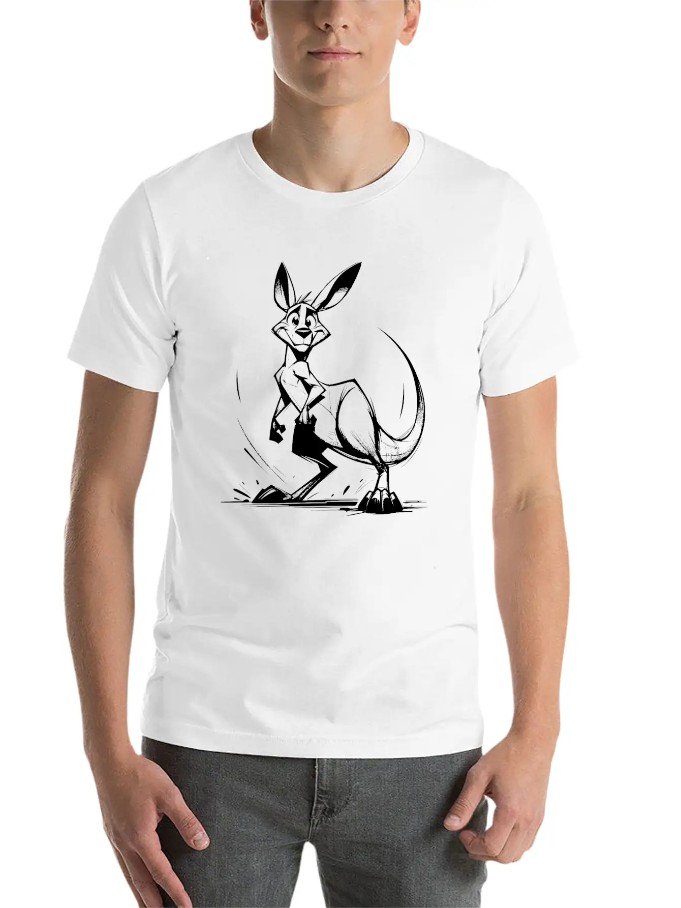 Marsupial Pencil Sketch Kangaroo Australia Unisex Casual T-Shirt – Clean Design For Daily Comfort