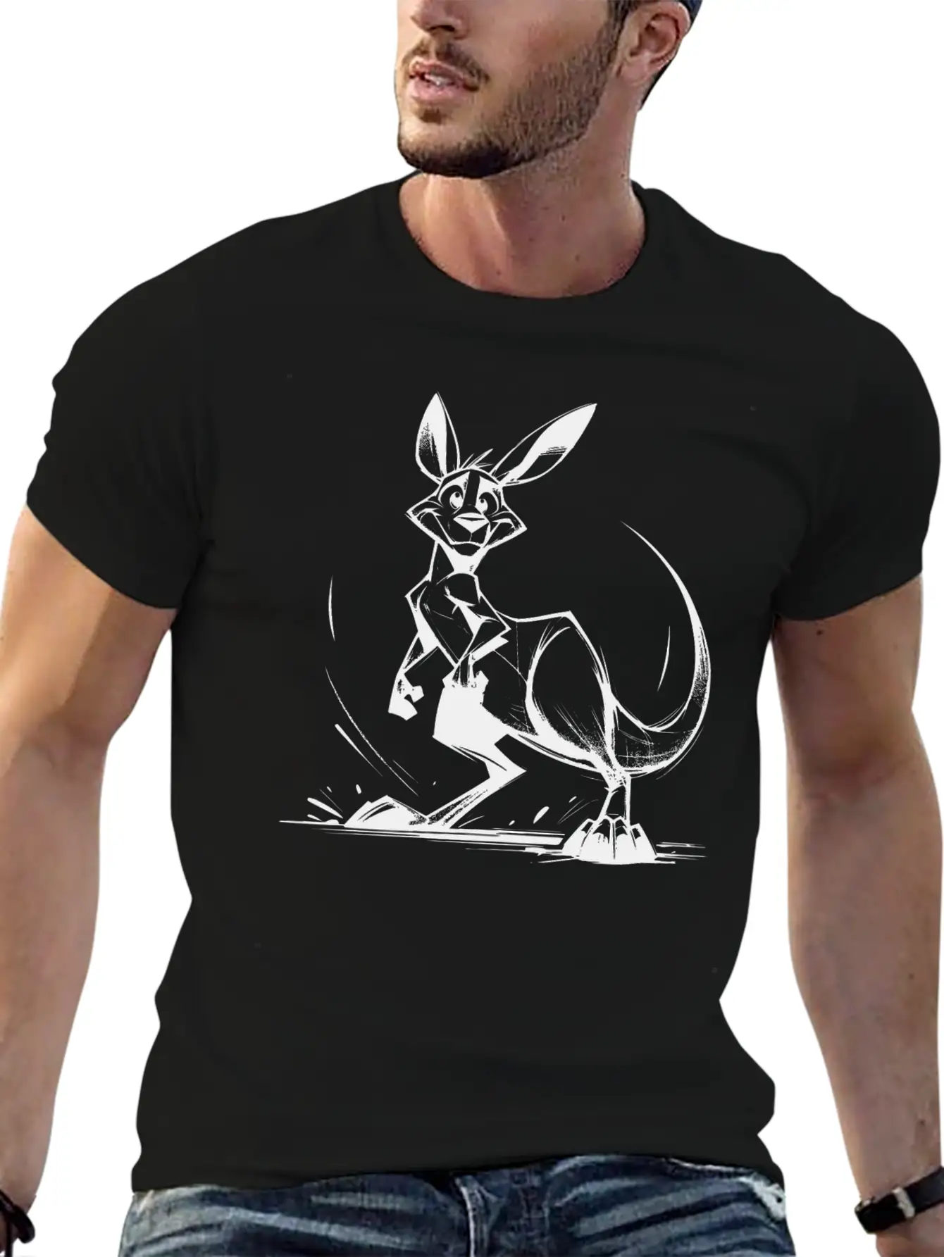 Marsupial Pencil Sketch Kangaroo Australia Unisex Casual T-Shirt – Clean Design For Daily Comfort